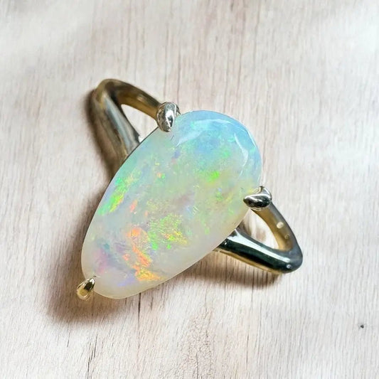 ‘Coober’s Calling' ~ Handcrafted 2ct Solid Coober Pedy Opal 9ct Yellow Gold Ring