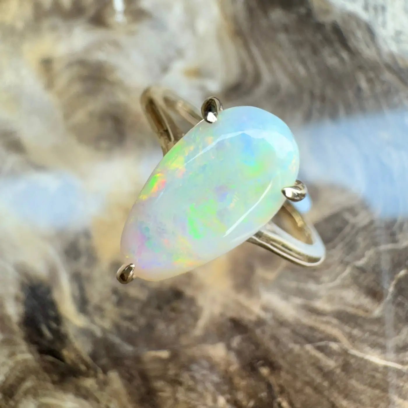 ‘Coober’s Calling' ~ Handcrafted 2ct Solid Coober Pedy Opal 9ct Yellow Gold Ring