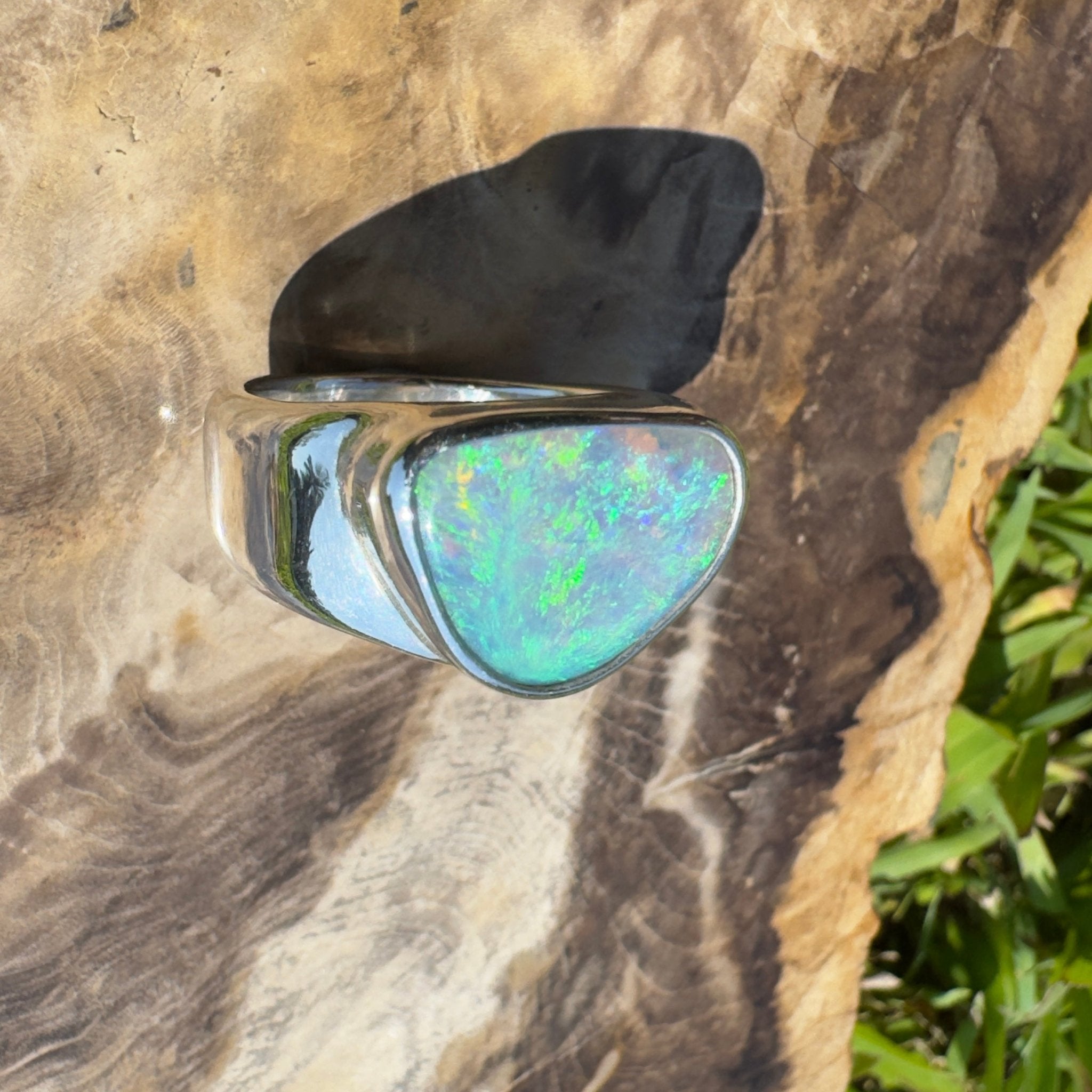 Cooloola Mist ~ 3.1ct Solid Lightning Ridge Opal 925 Silver Ring