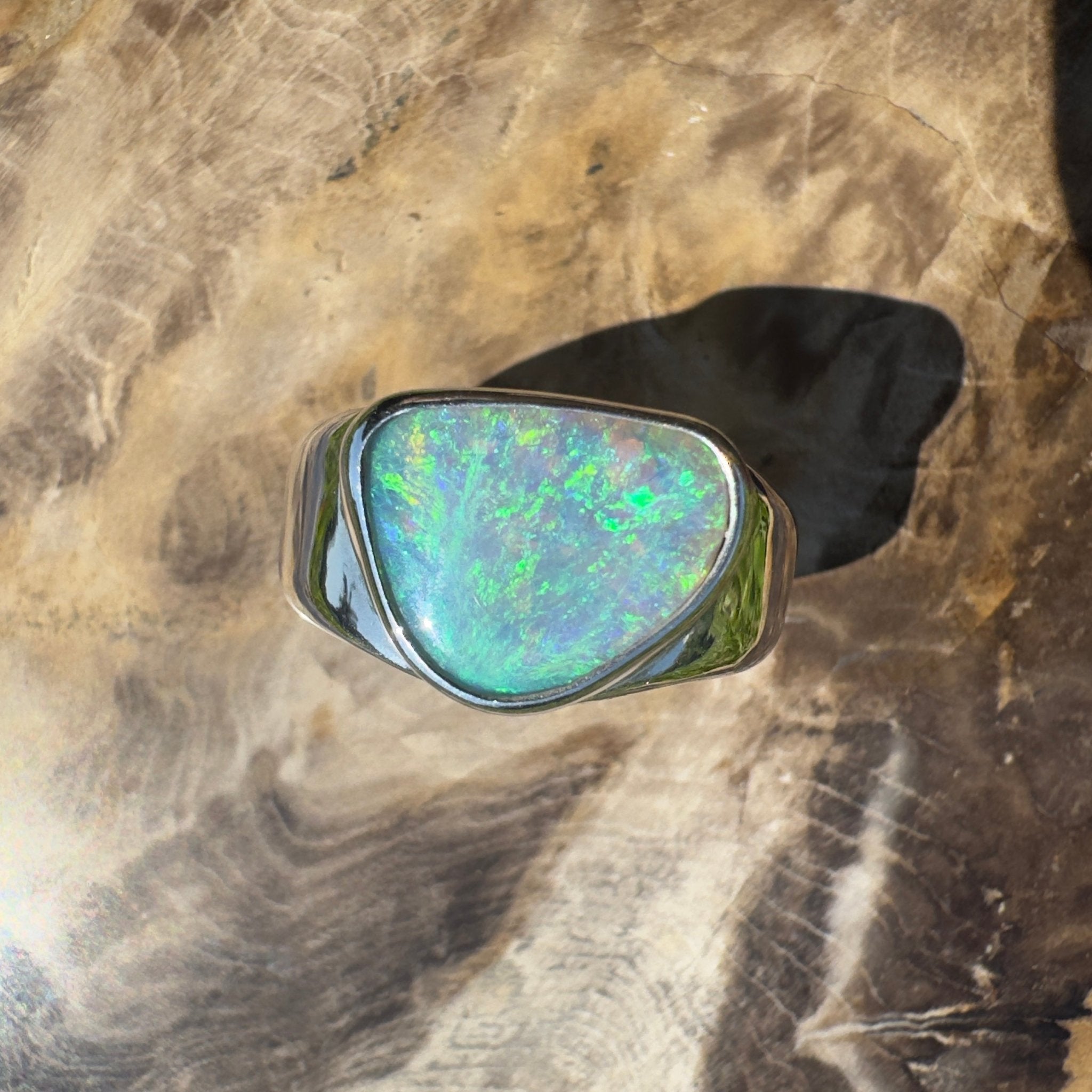Cooloola Mist ~ 3.1ct Solid Lightning Ridge Opal 925 Silver Ring