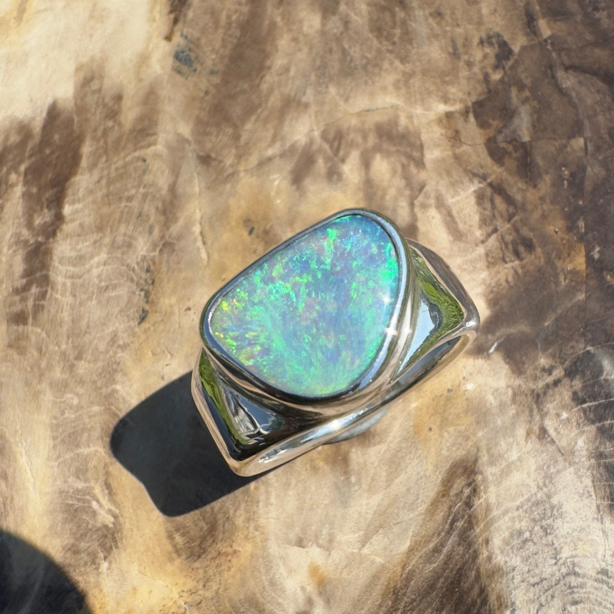 Cooloola Mist ~ 3.1ct Solid Lightning Ridge Opal 925 Silver Ring