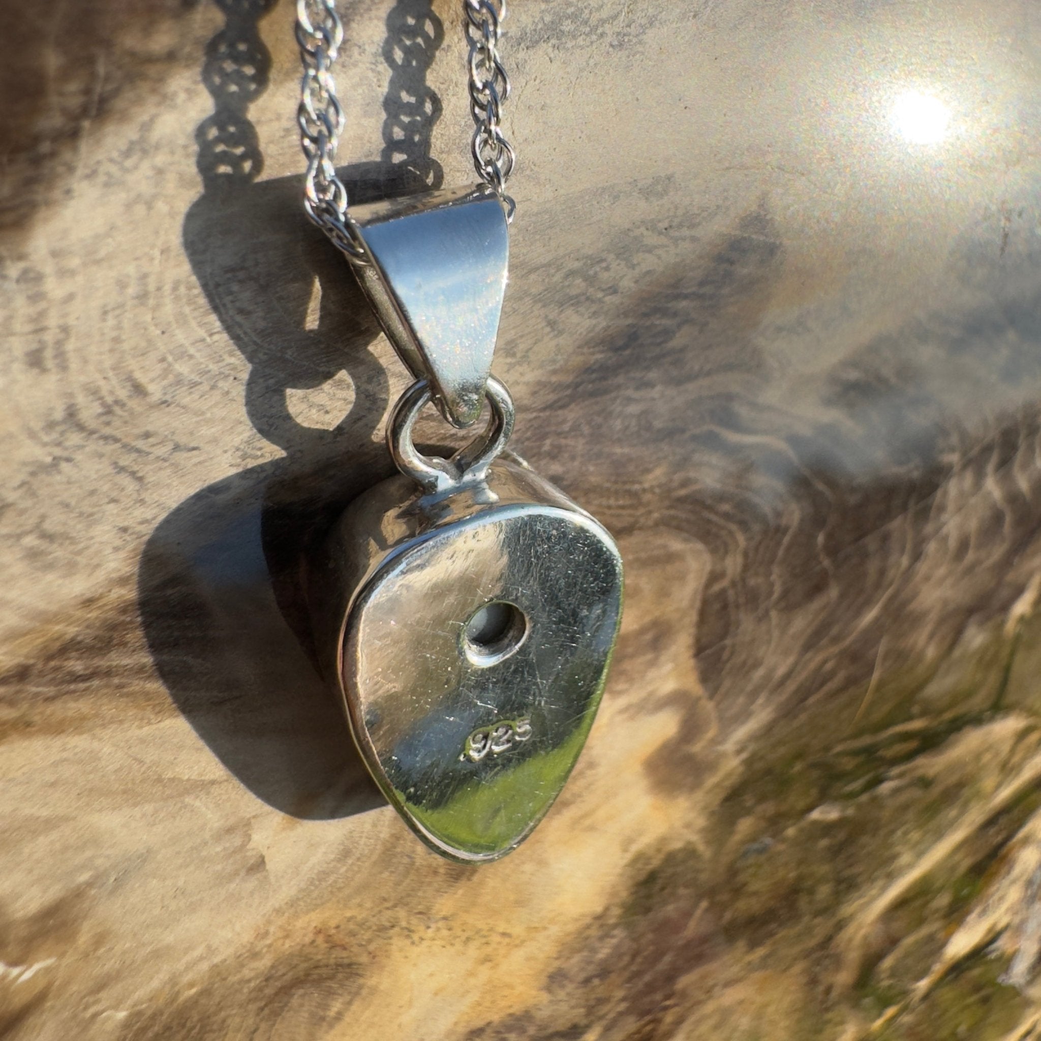 Coolum Breeze – 4.9ct Solid Lightning Ridge Opal 925 Sterling Silver Pendant Necklace