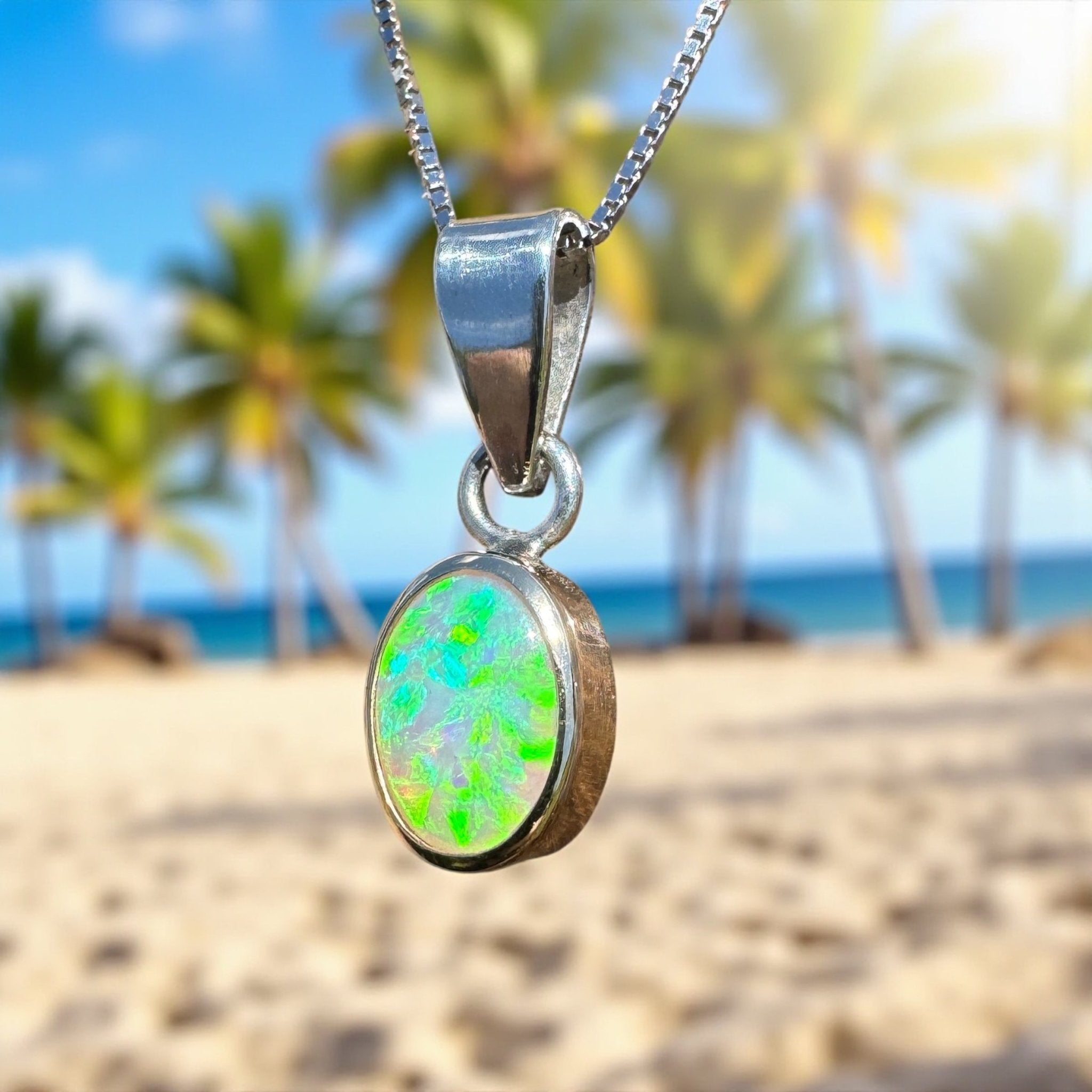 Coral Bay Drift ~ 1.7ct Solid Lightning Ridge Crystal Opal Two - tone 9ct Gold and 925 Sterling Silver Pendant Necklace
