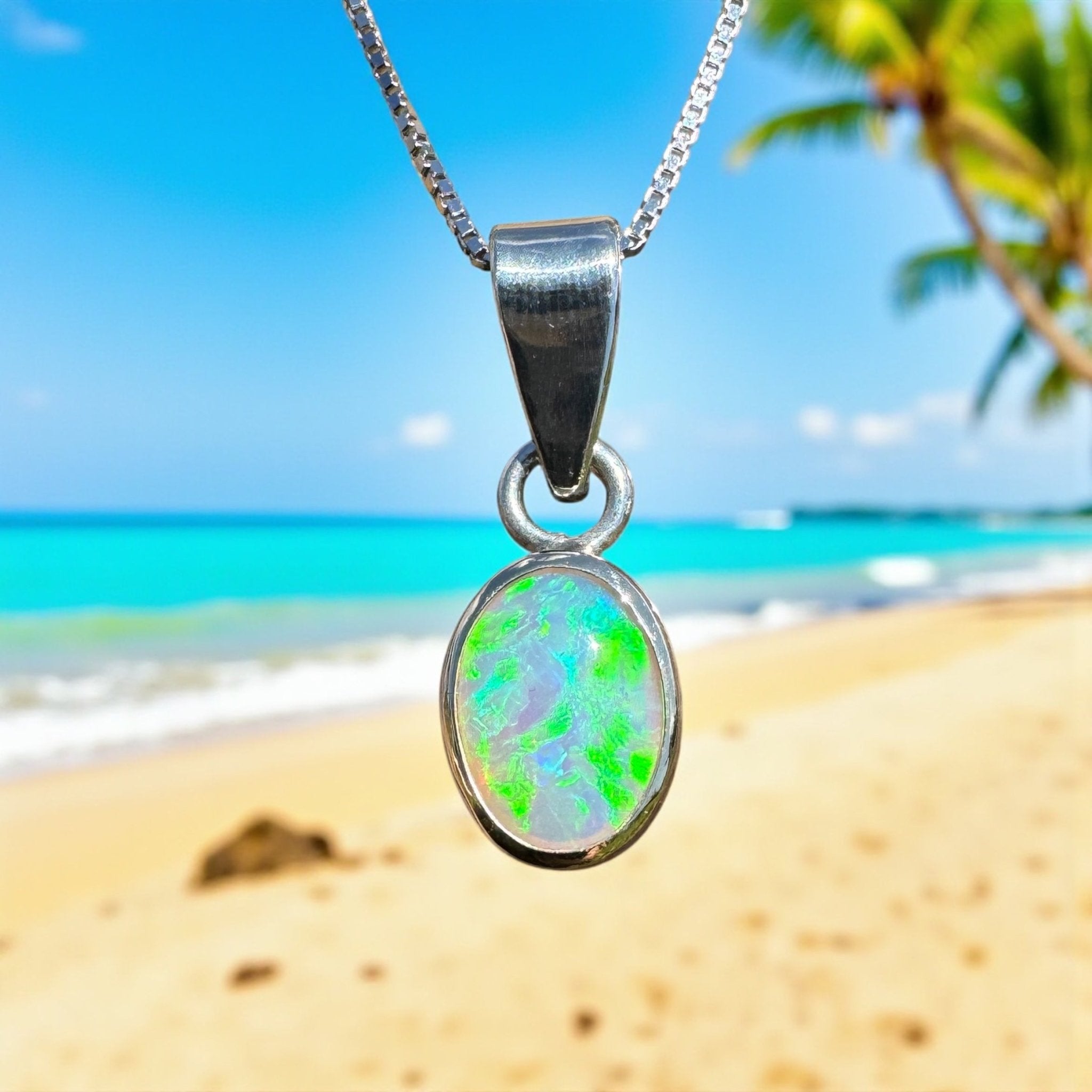 Coral Bay Drift ~ 1.7ct Solid Lightning Ridge Crystal Opal Two - tone 9ct Gold and 925 Sterling Silver Pendant Necklace