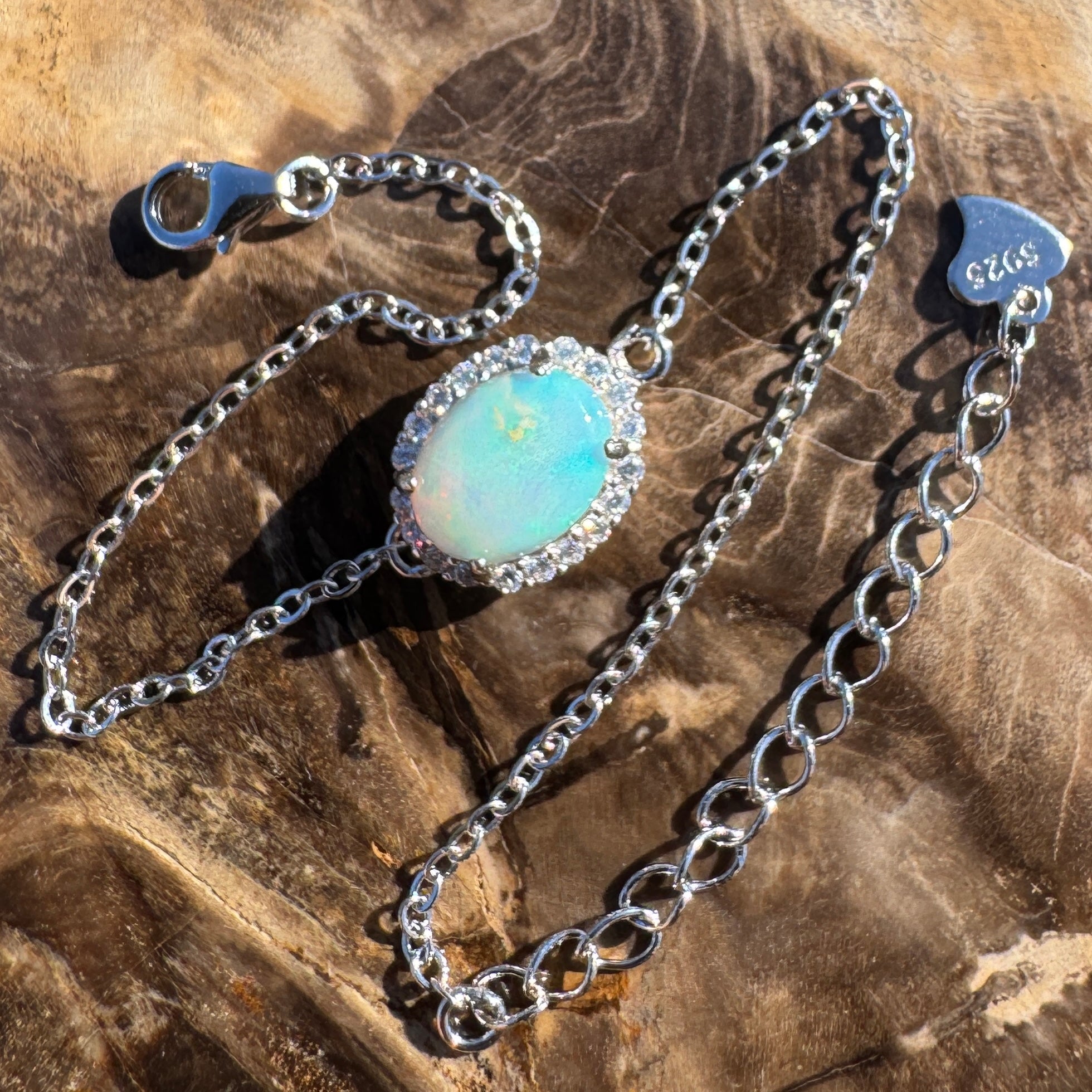Coral Bay Grace - 1.1ct Lightning Ridge Opal 925 Silver Bracelet