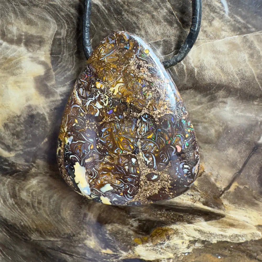 ‘Coral Coast Life' ~ Handcrafted 72ct Solid Queensland Koroit Opal Pendant Necklace