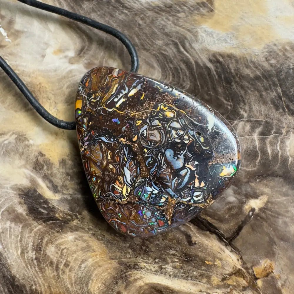 ‘Coral Coast Life' ~ Handcrafted 72ct Solid Queensland Koroit Opal Pendant Necklace