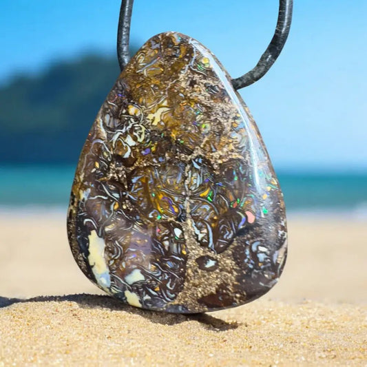 ‘Coral Coast Life' ~ Handcrafted 72ct Solid Queensland Koroit Opal Pendant Necklace