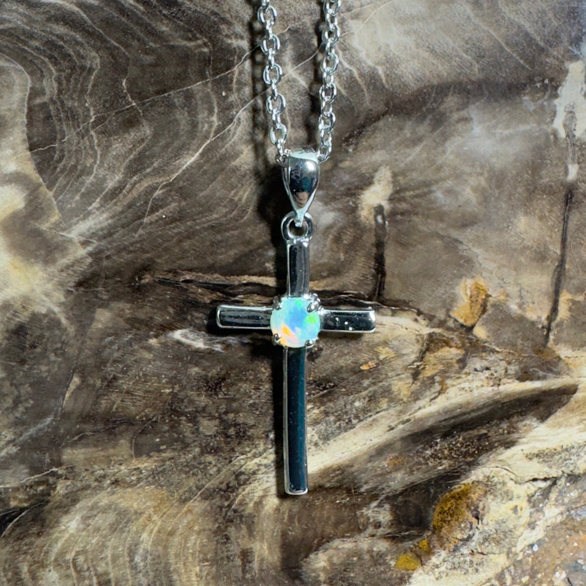 Coral Sea Lightfall ~ 0.2ct Lightning Ridge Crystal Opal 925 Silver Pendant