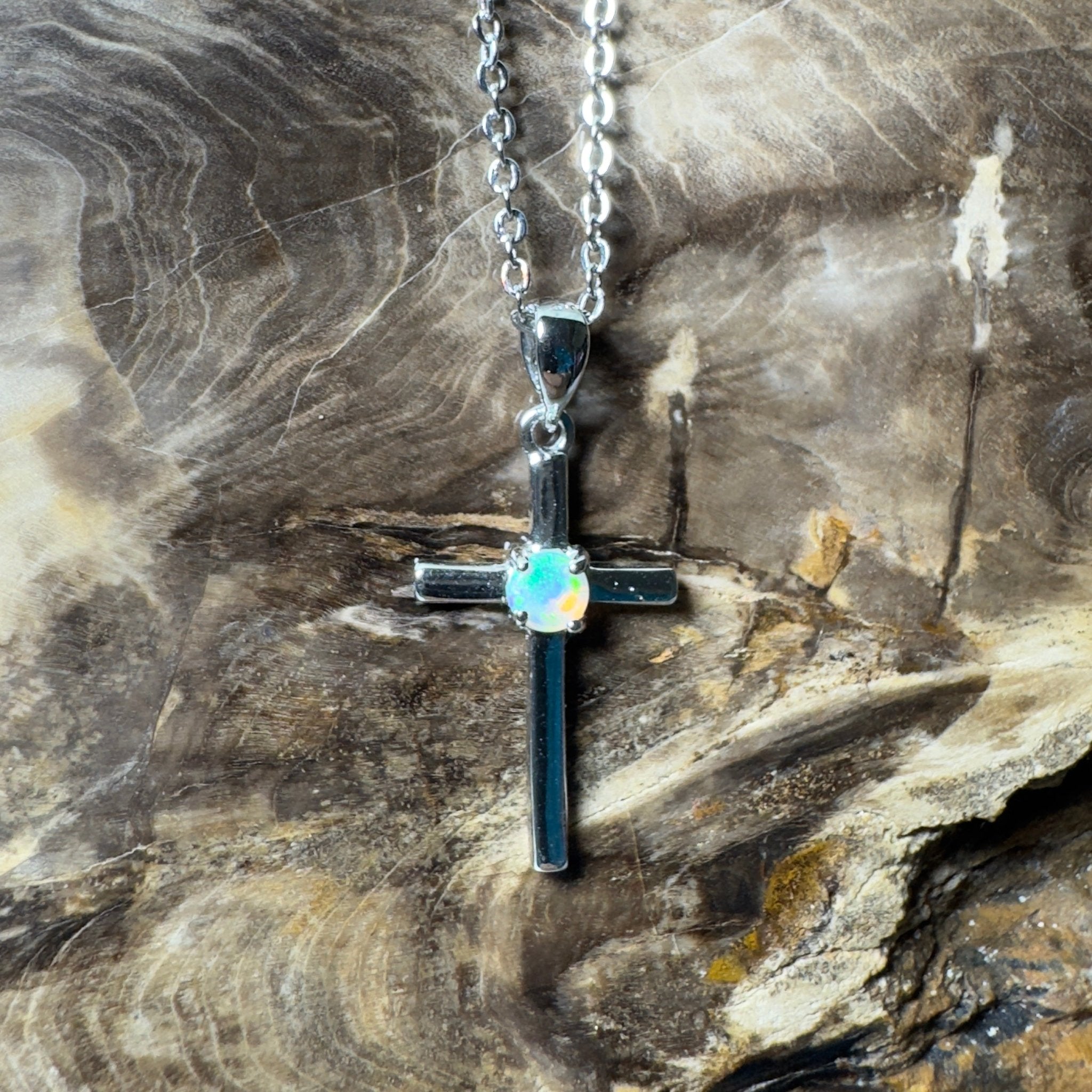 Coral Sea Lightfall ~ 0.2ct Lightning Ridge Crystal Opal 925 Silver Pendant