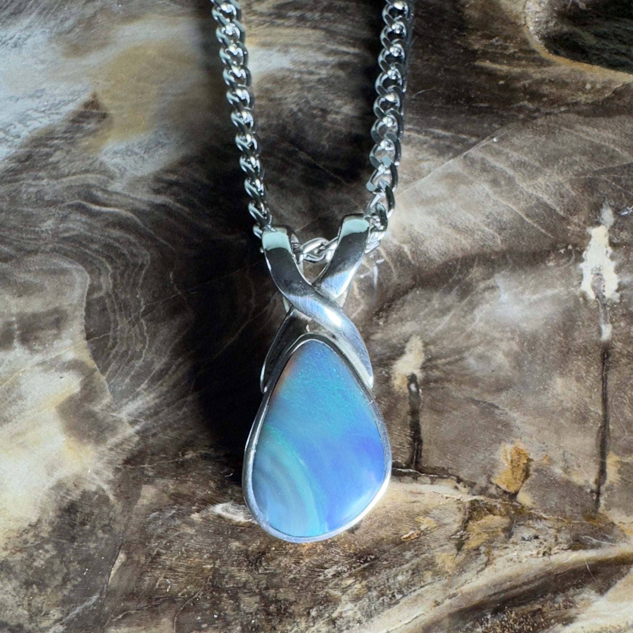 Coral Shelf Fire ~ 5.2ct Lightning Ridge Opal 925 Silver Pendant