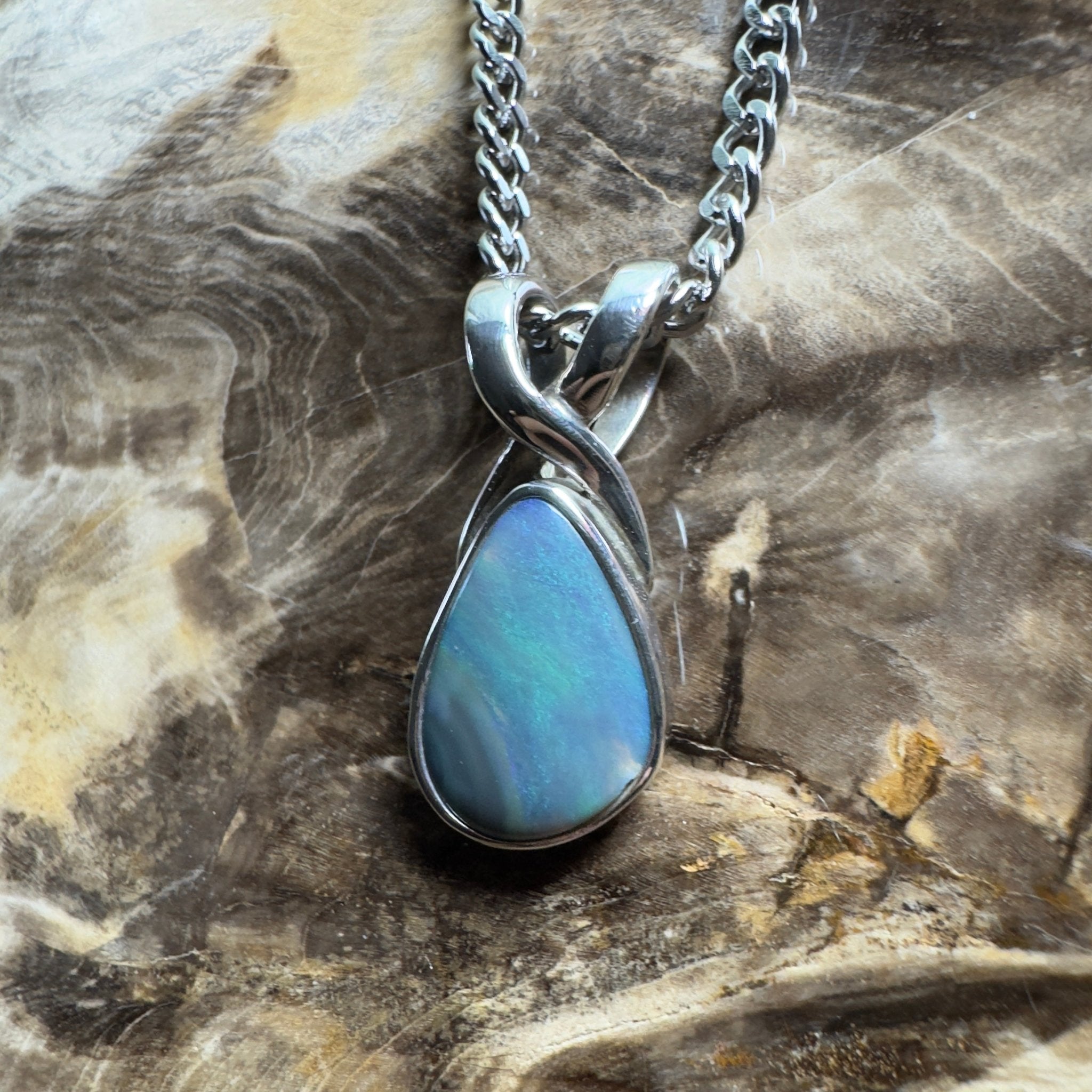 Coral Shelf Fire ~ 5.2ct Lightning Ridge Opal 925 Silver Pendant