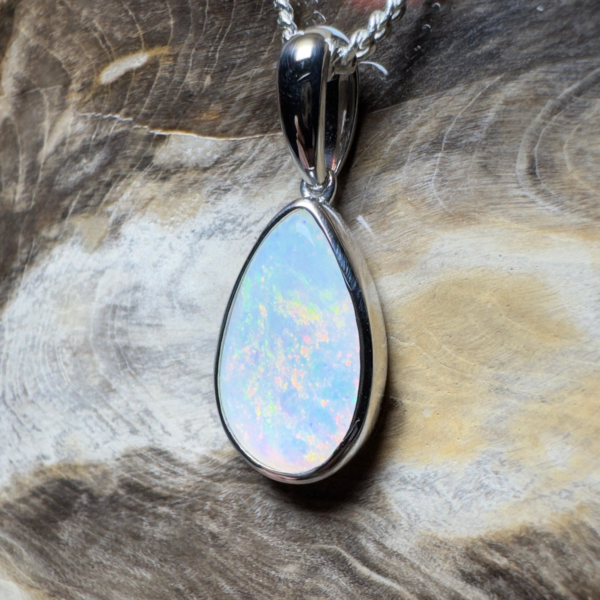 Cradle Mountain Crystal ~ 3ct Coober Pedy Opal 925 Silver Pendant