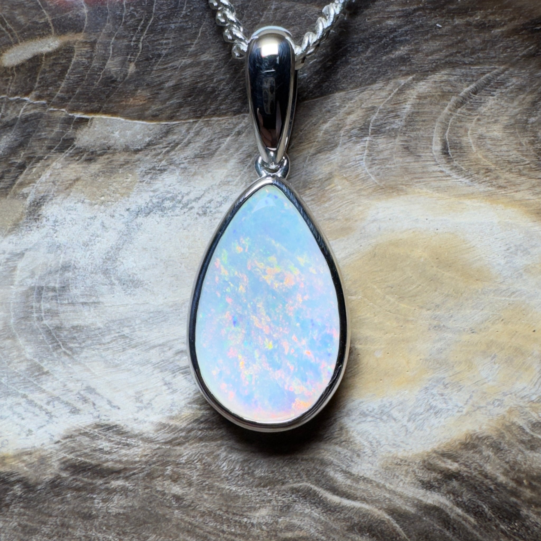 Cradle Mountain Crystal ~ 3ct Coober Pedy Opal 925 Silver Pendant