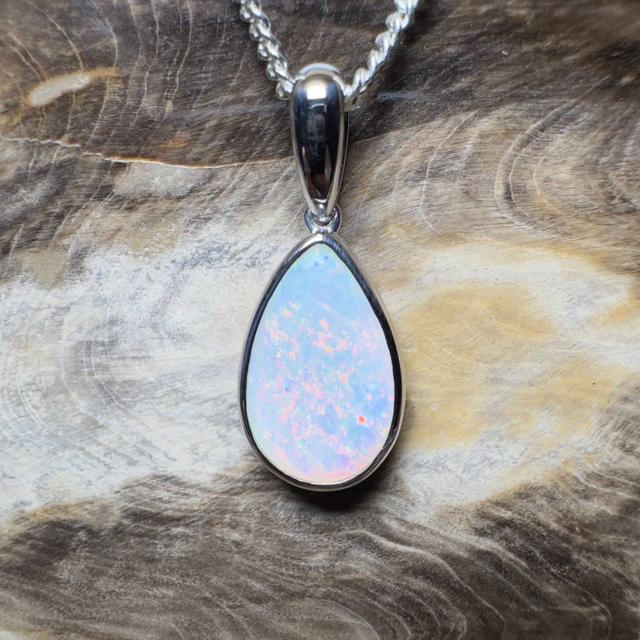 Cradle Mountain Crystal ~ 3ct Coober Pedy Opal 925 Silver Pendant