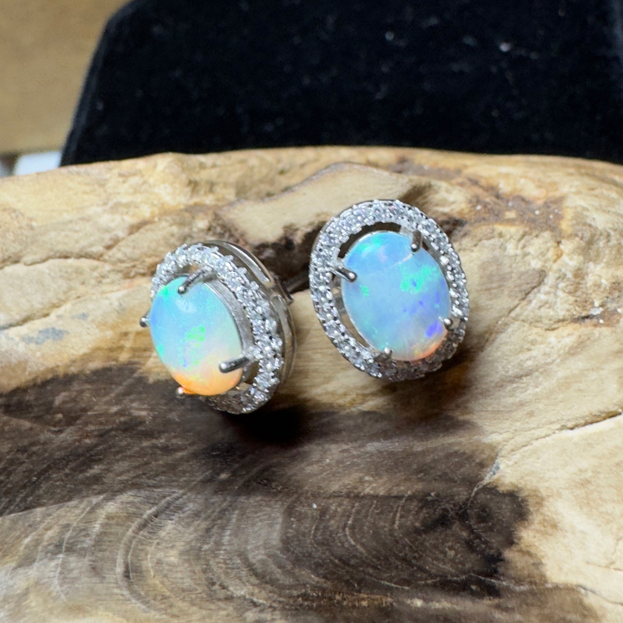 Cradle Mountain Glow ~ 1.6ct Coober Pedy Opal Sterling Silver Earrings