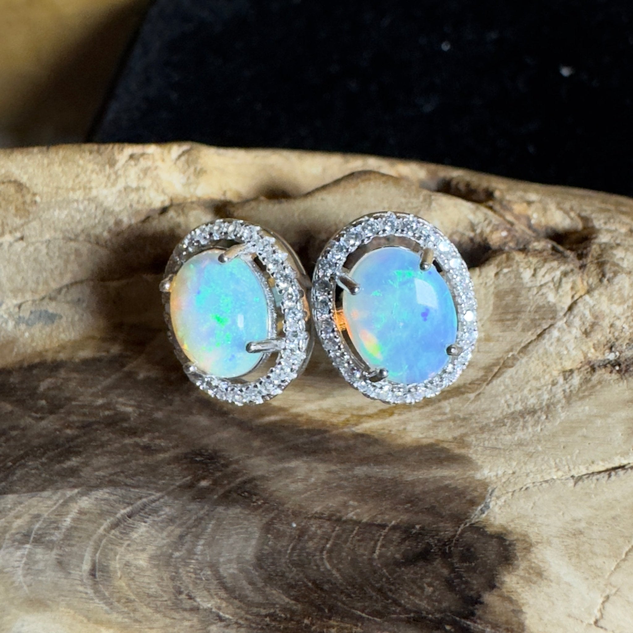 Cradle Mountain Glow ~ 1.6ct Coober Pedy Opal Sterling Silver Earrings