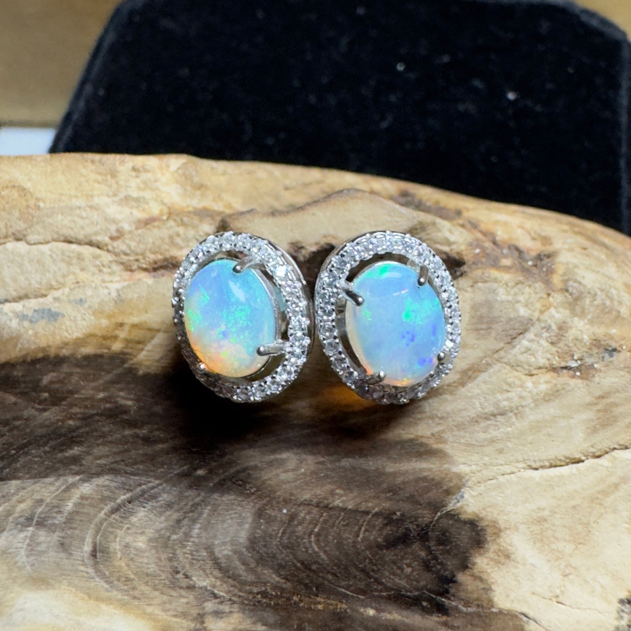 Cradle Mountain Glow ~ 1.6ct Coober Pedy Opal Sterling Silver Earrings