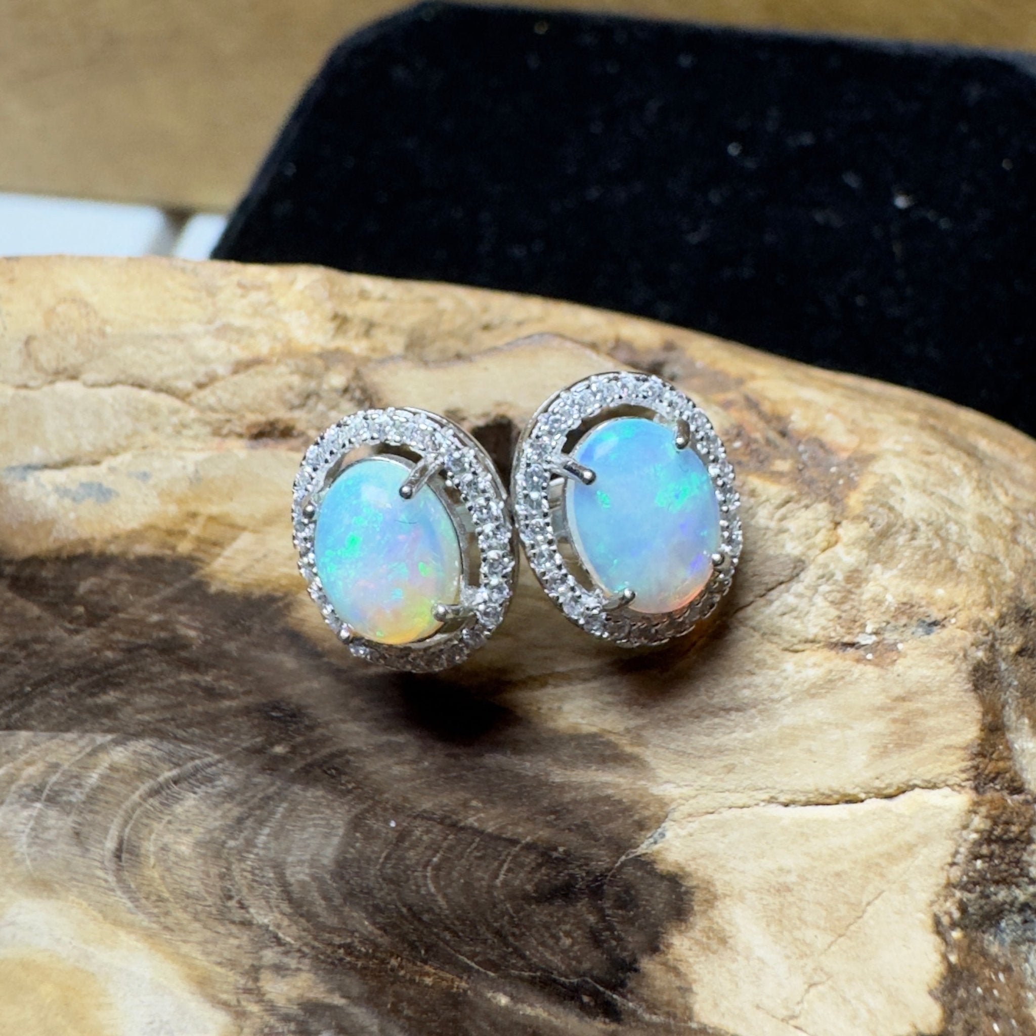 Cradle Mountain Glow ~ 1.6ct Coober Pedy Opal Sterling Silver Earrings