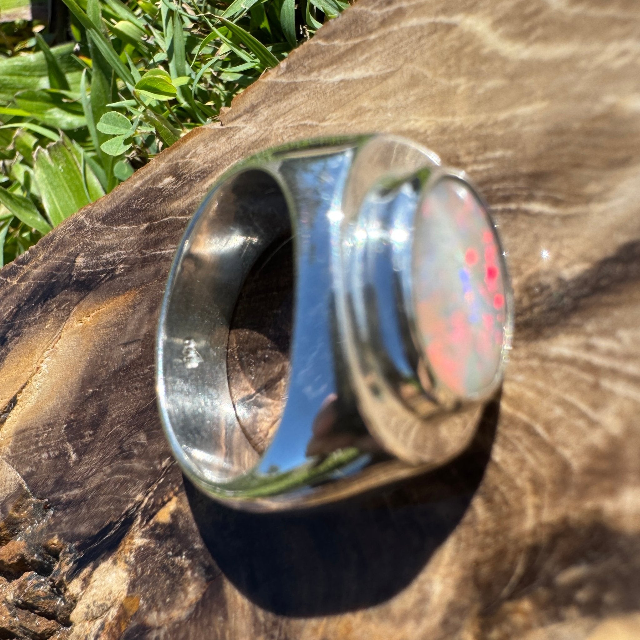 Crimson Horizon ~ 2.2ct Solid Lightning Ridge Opal 925 Sterling Silver Ring