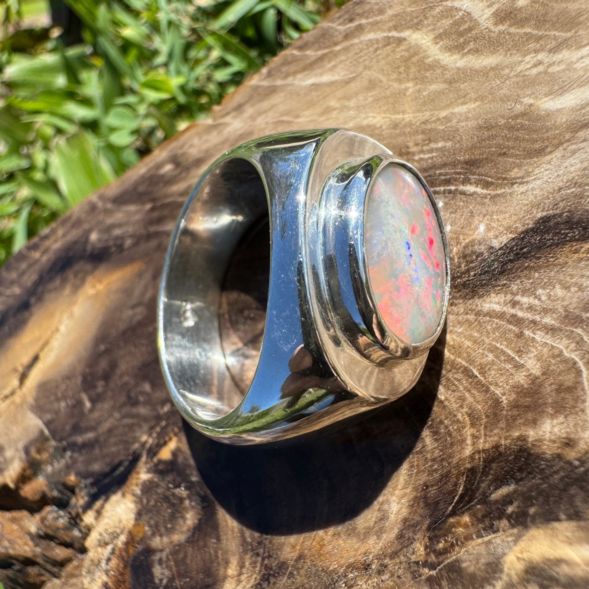 Crimson Horizon ~ 2.2ct Solid Lightning Ridge Opal 925 Sterling Silver Ring