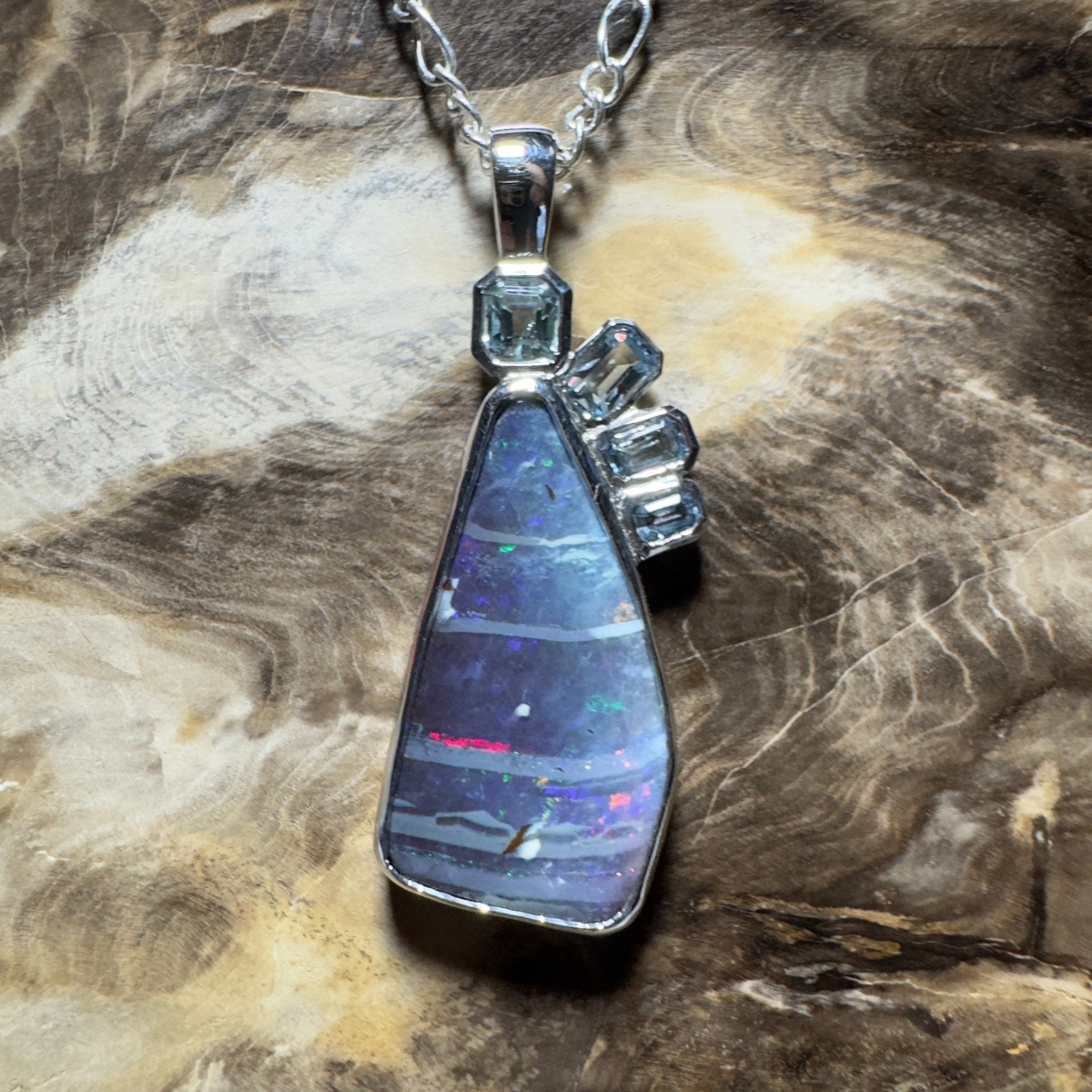 Daintree Dream ~ Queensland Boulder Opal 925 Sterling Silver Pendant Necklace