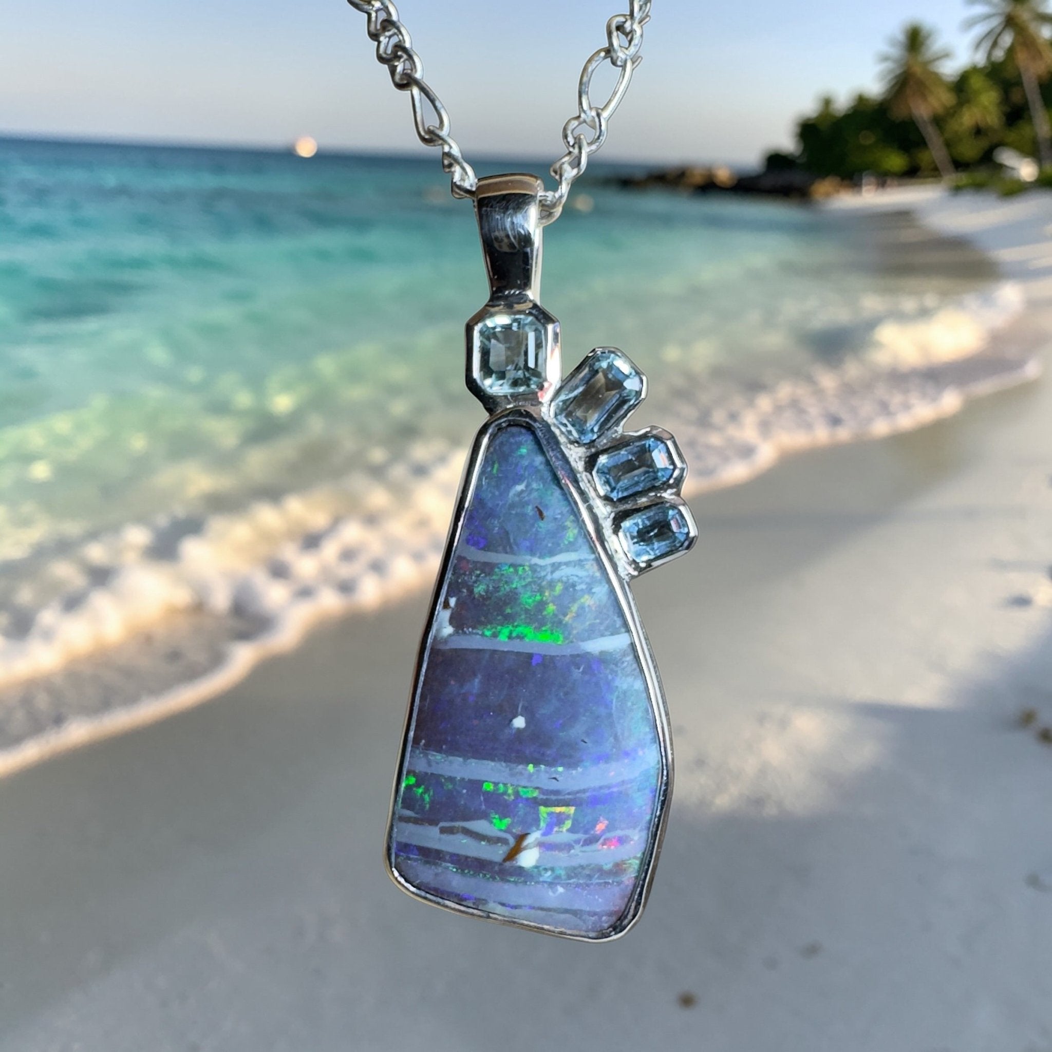 Daintree Dream ~ Queensland Boulder Opal 925 Sterling Silver Pendant Necklace