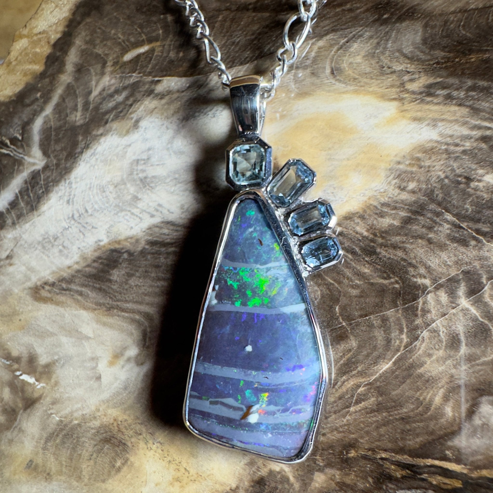 Daintree Dream ~ Queensland Boulder Opal 925 Sterling Silver Pendant Necklace