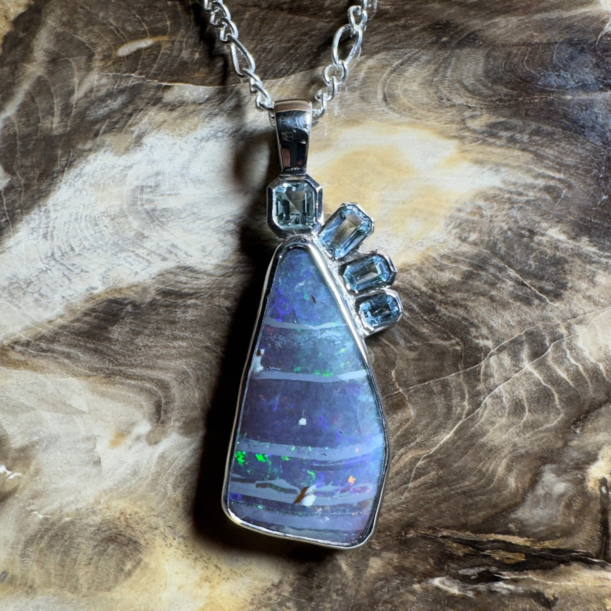 Daintree Dream ~ Queensland Boulder Opal 925 Sterling Silver Pendant Necklace