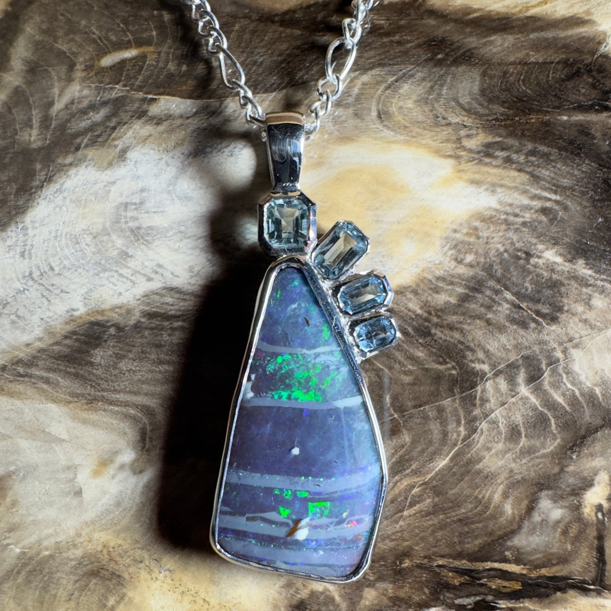 Daintree Dream ~ Queensland Boulder Opal 925 Sterling Silver Pendant Necklace