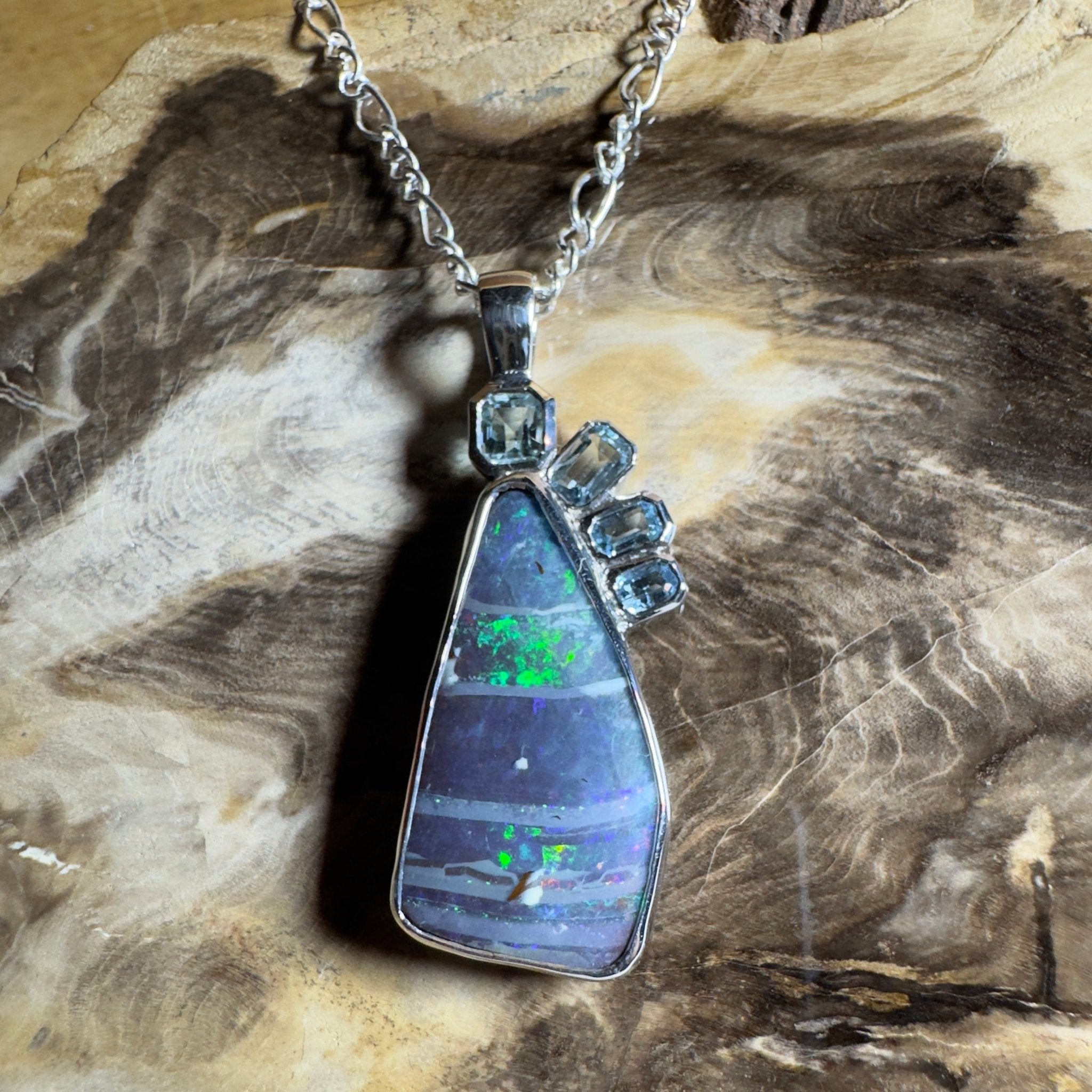 Daintree Dream ~ Queensland Boulder Opal 925 Sterling Silver Pendant Necklace