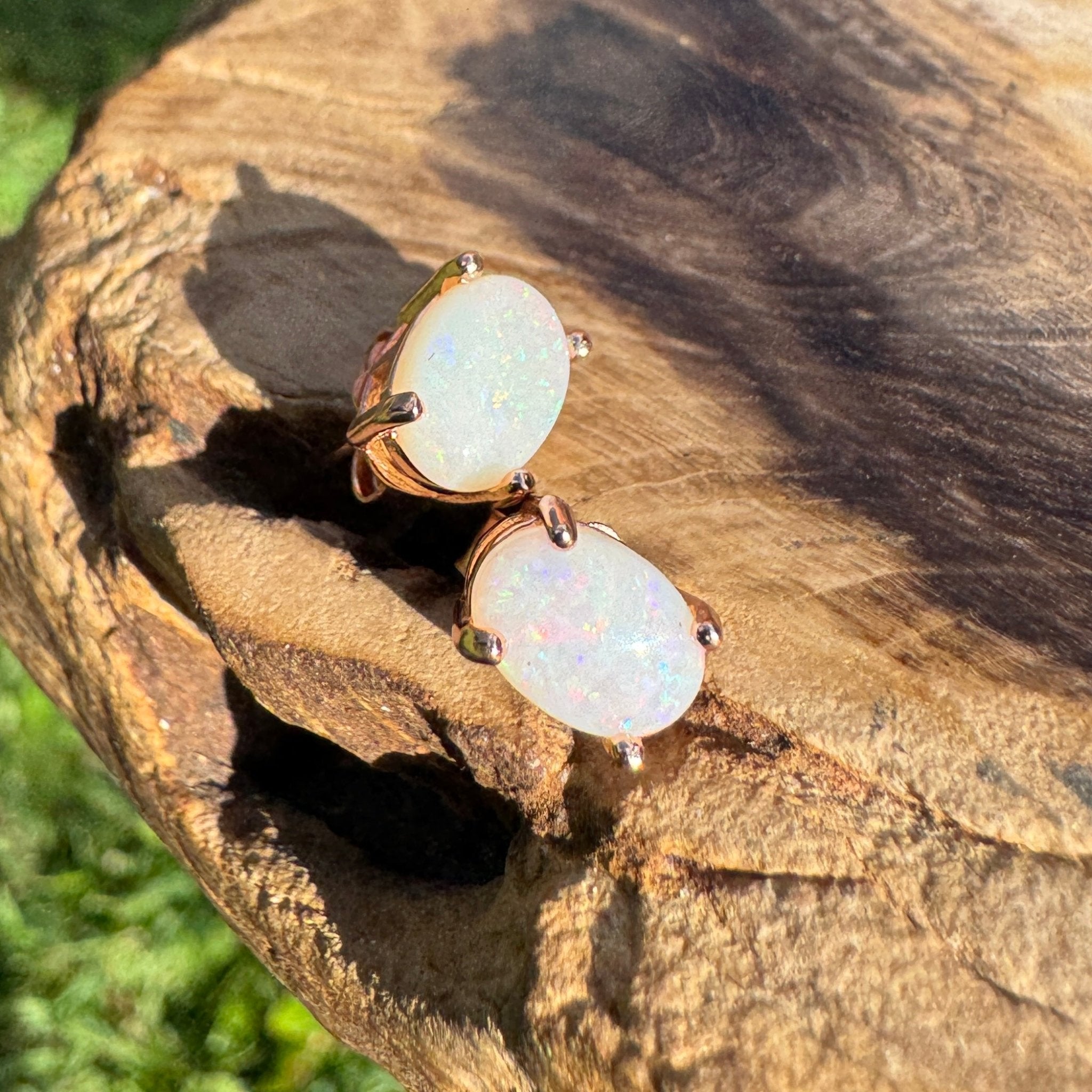 Desert Bloom ~ 1.3ct Coober Pedy Opal Rose Gold Coated Sterling Silver Earrings