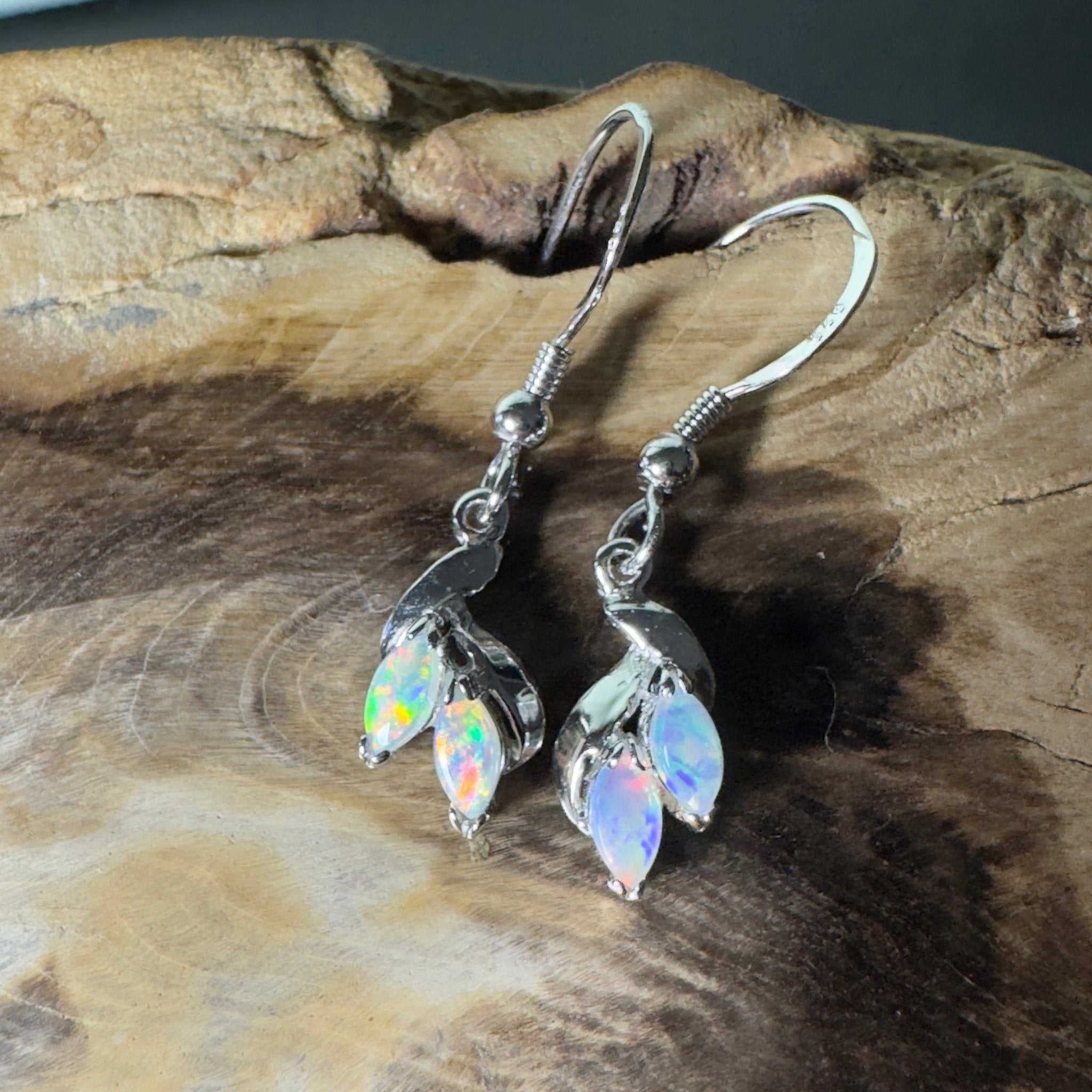 Desert Bloom Drops - 0.8ct Coober Pedy Opal 925 Silver Earrings