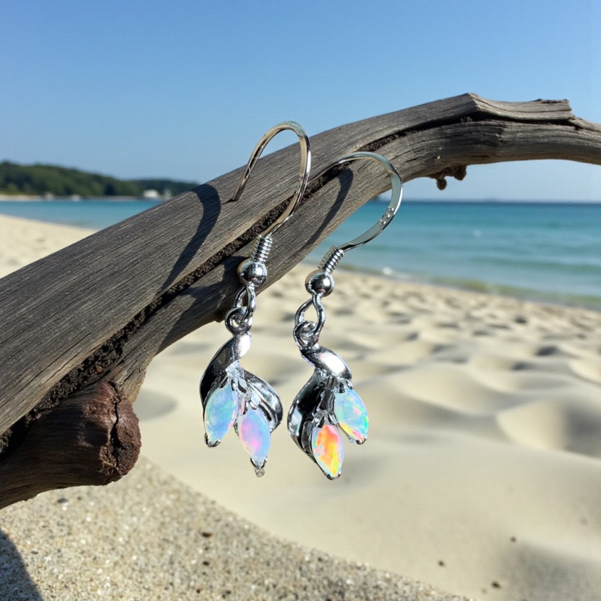 Desert Bloom Drops - 0.8ct Coober Pedy Opal 925 Silver Earrings