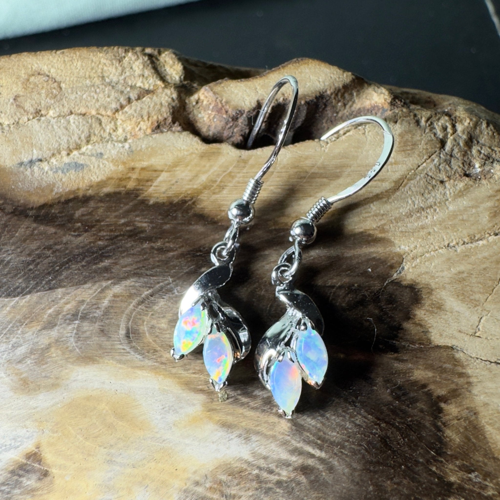 Desert Bloom Drops - 0.8ct Coober Pedy Opal 925 Silver Earrings