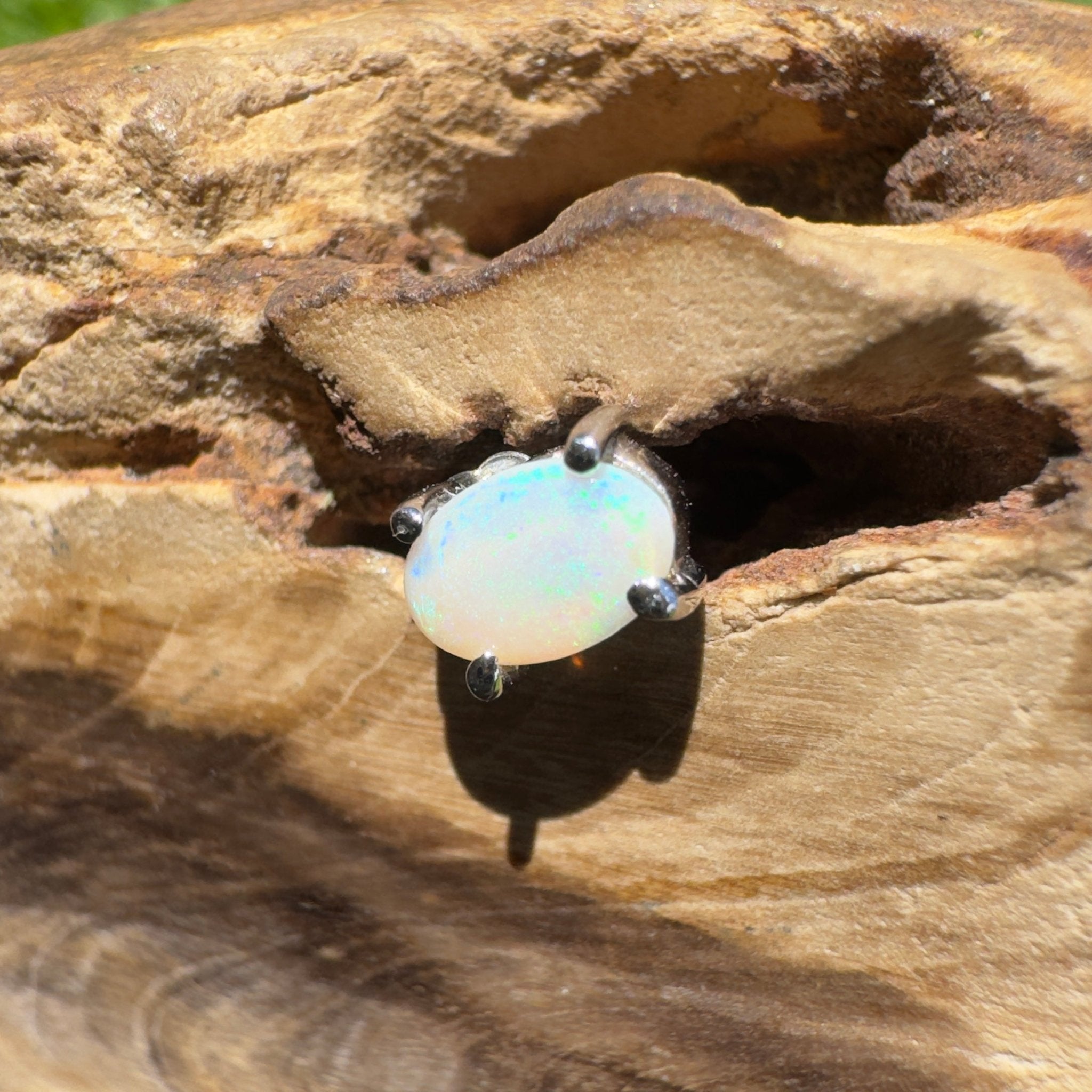 Desert Blue ~ 0.3ct Coober Pedy Opal 925 Silver Single Earring