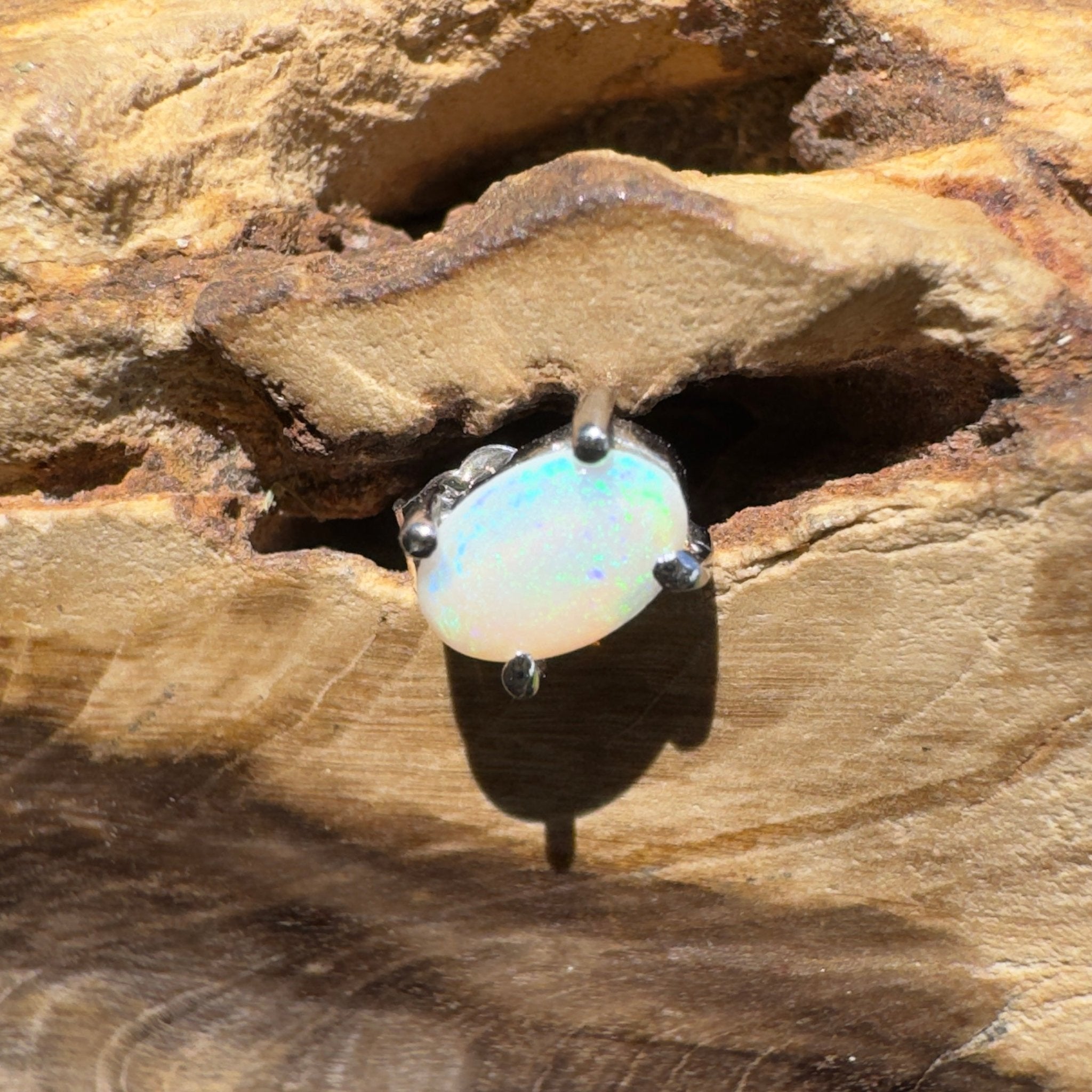 Desert Blue ~ 0.3ct Coober Pedy Opal 925 Silver Single Earring