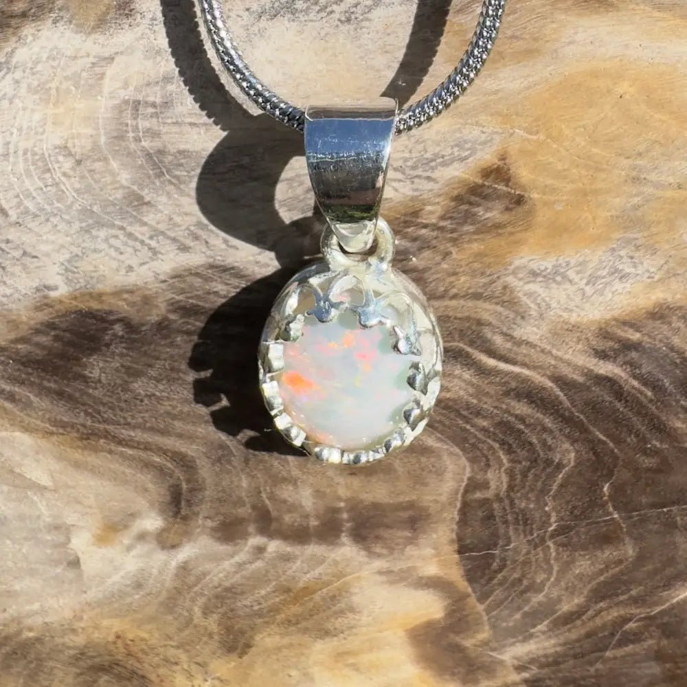 ‘Desert Glow' ~ Handcrafted 1.2ct Solid Coober Pedy Opal 925 Sterling Silver Pendant Necklace