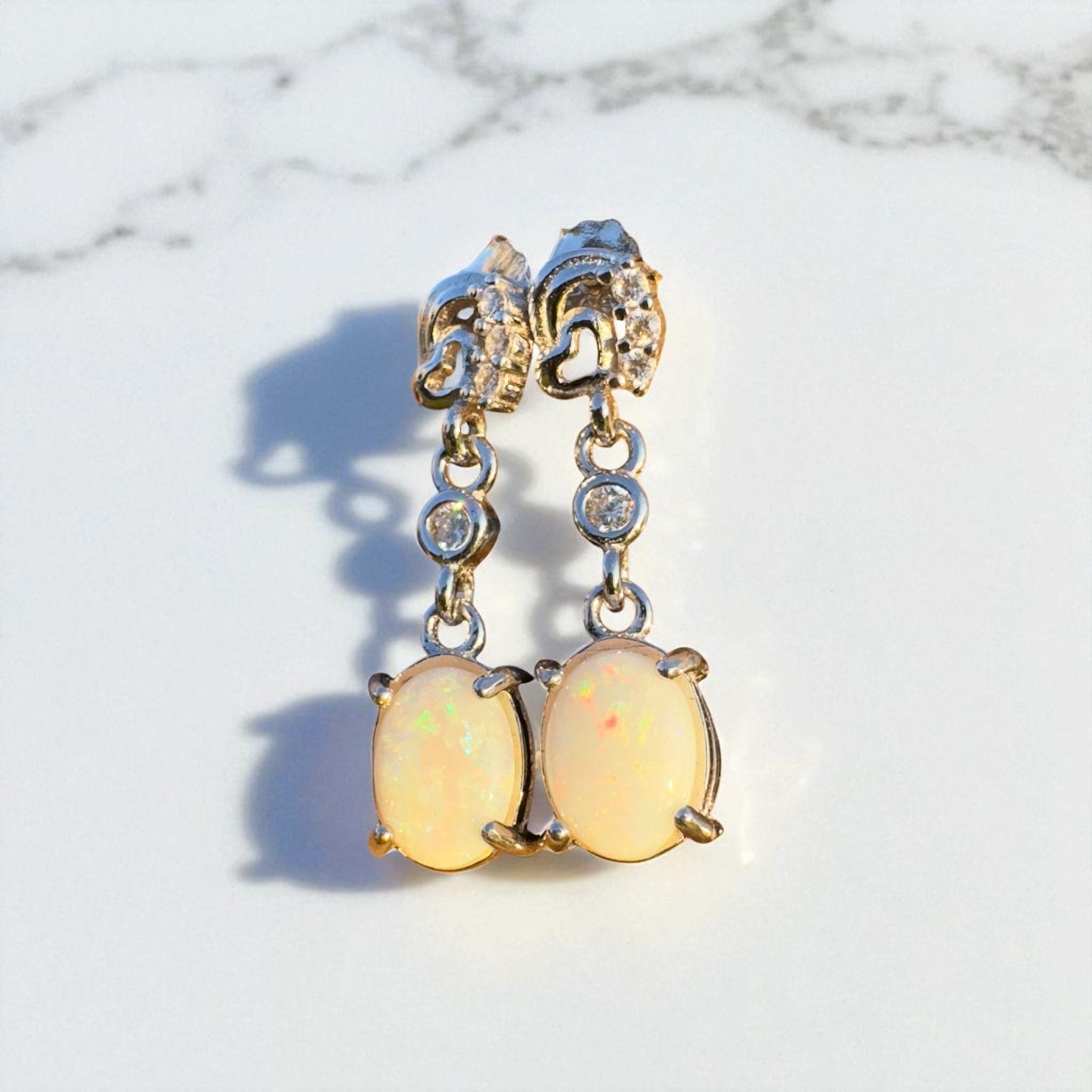 Desert Light ~ Handcrafted 1.6ct Coober Pedy Opal Earrings – Silver Drop Elegance.
