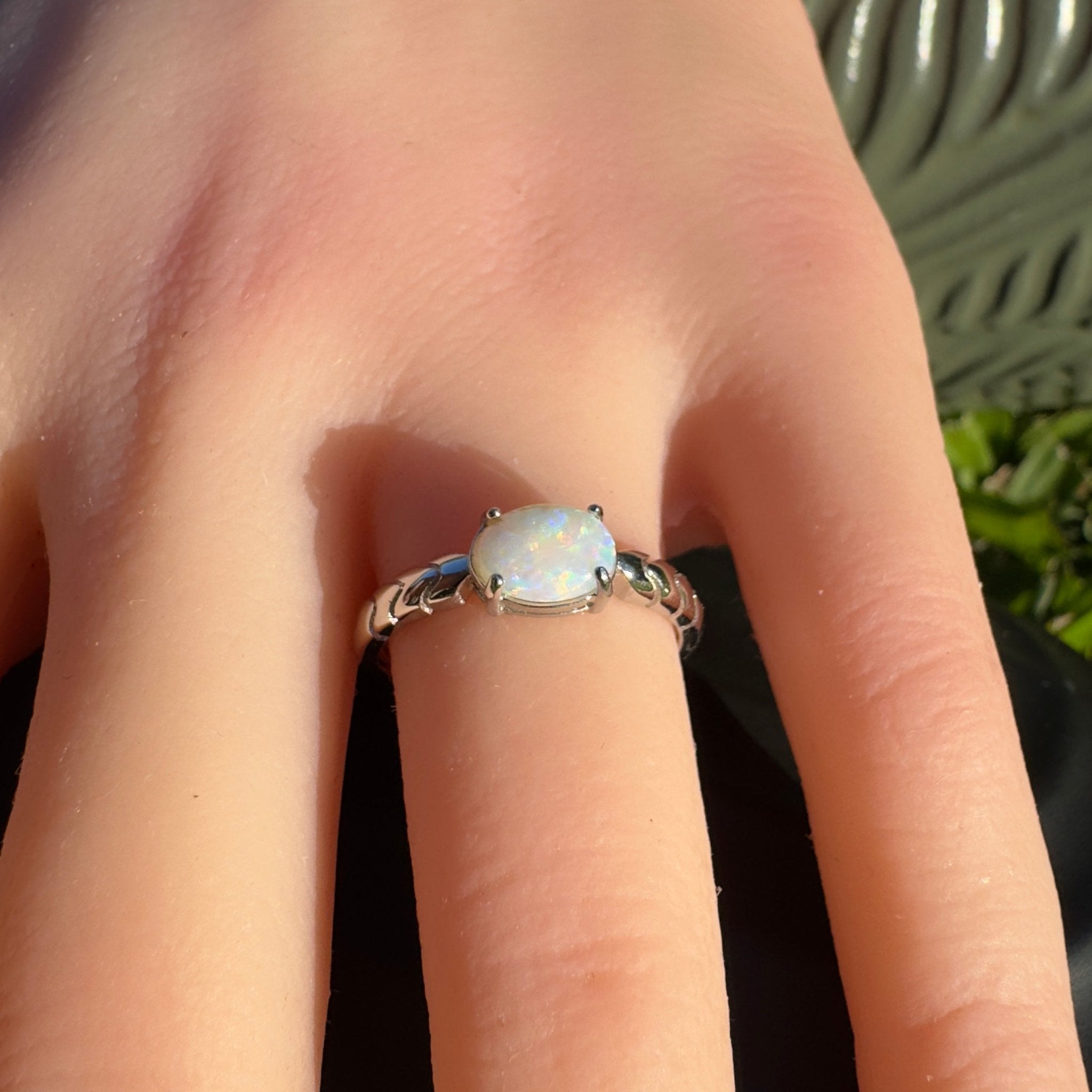 Desert Mirage ~ 0.7ct Solid Coober Pedy Opal 925 Sterling Silver Ring