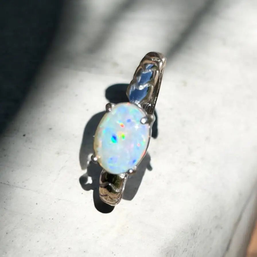 'Desert Mirage' ~ Handcrafted 0.7ct Solid Coober Pedy Opal 925 Sterling Silver Ring