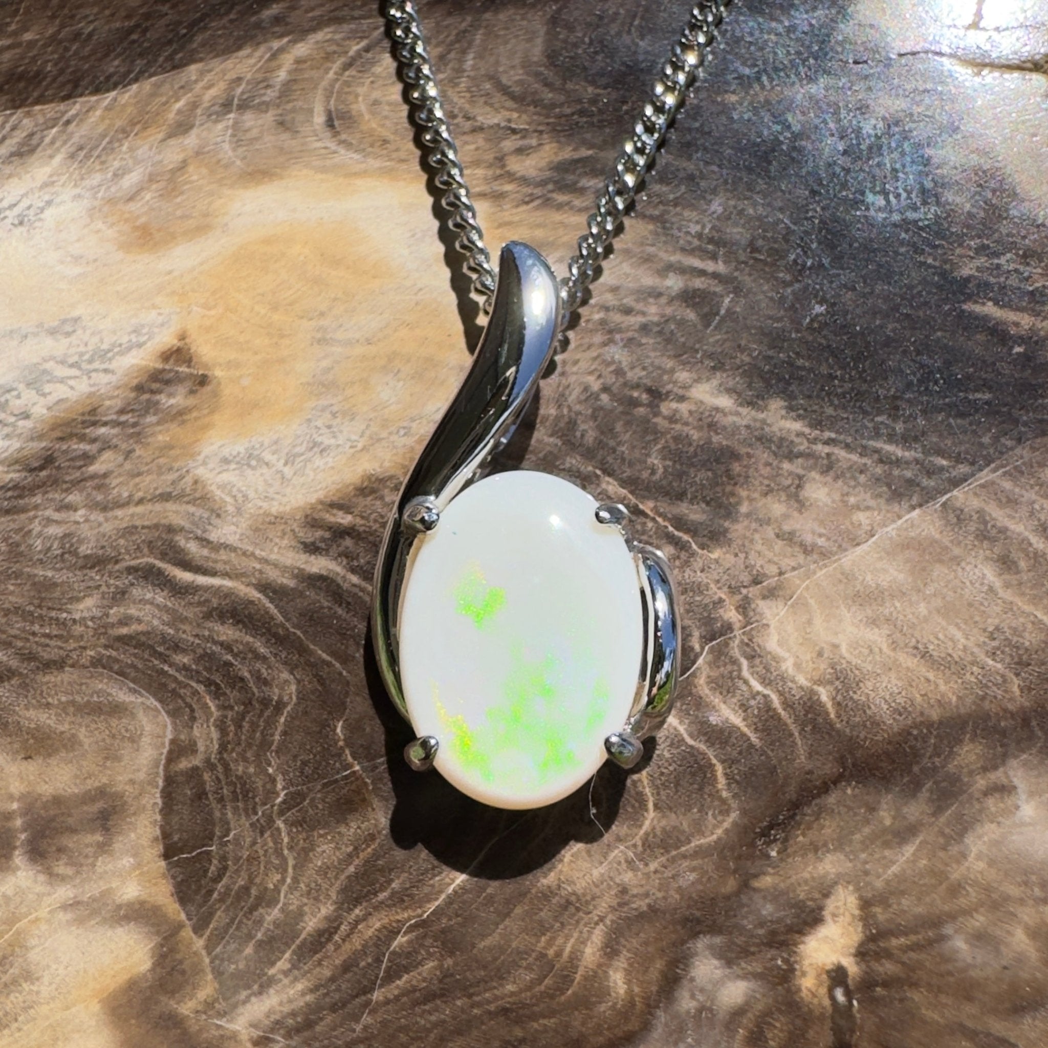 Desert Pearl ~ 3ct Coober Pedy Opal 925 Silver Pendant
