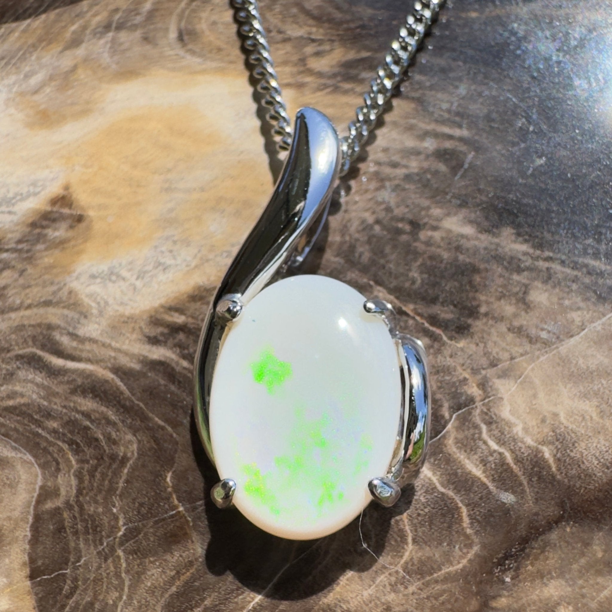Desert Pearl ~ 3ct Coober Pedy Opal 925 Silver Pendant