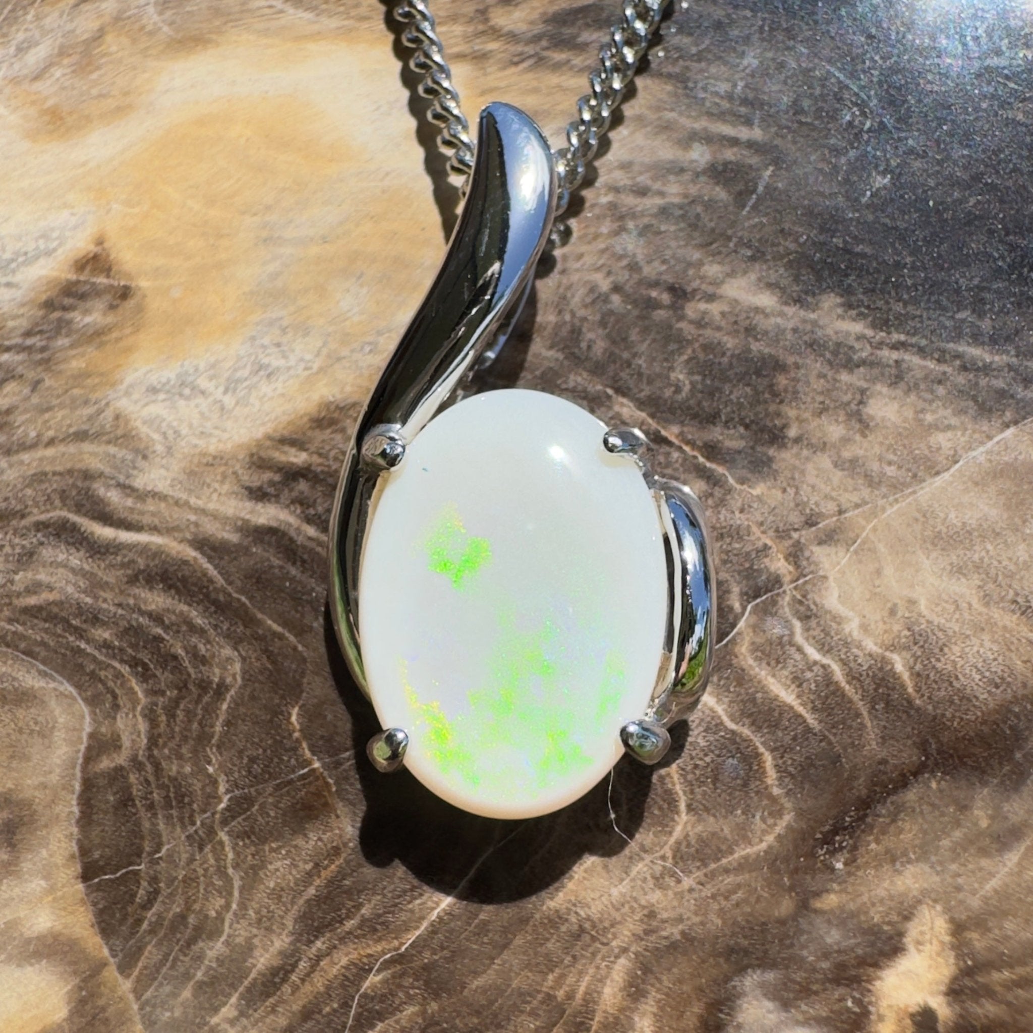 Desert Pearl ~ 3ct Coober Pedy Opal 925 Silver Pendant