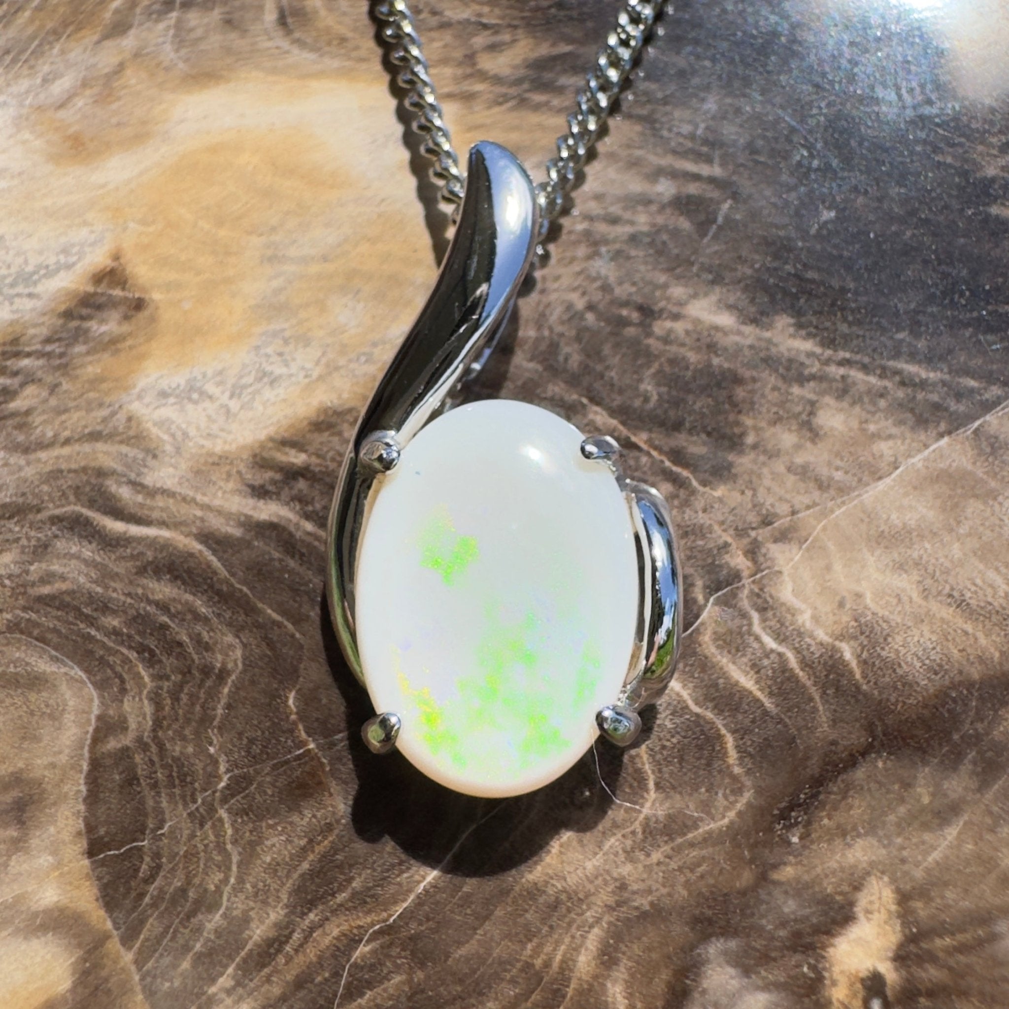 Desert Pearl ~ 3ct Coober Pedy Opal 925 Silver Pendant