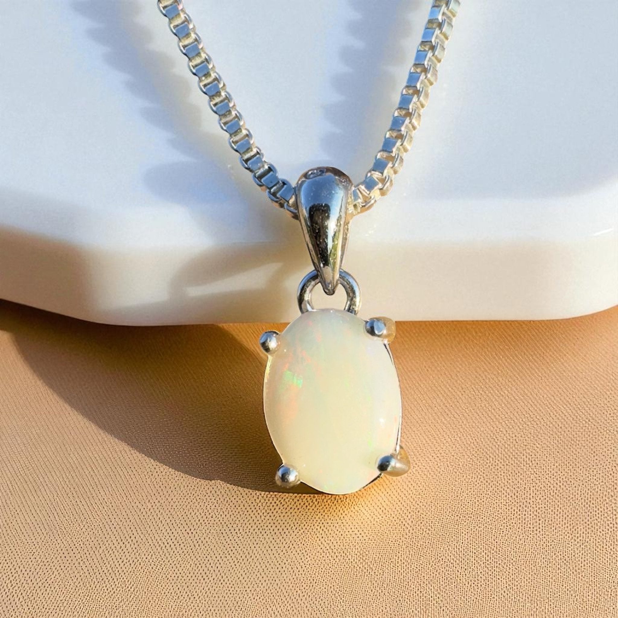 Desert Shimmer ~ Handcrafted 0.7ct Solid Coober Pedy Opal 925 Sterling Silver Pendant Necklace