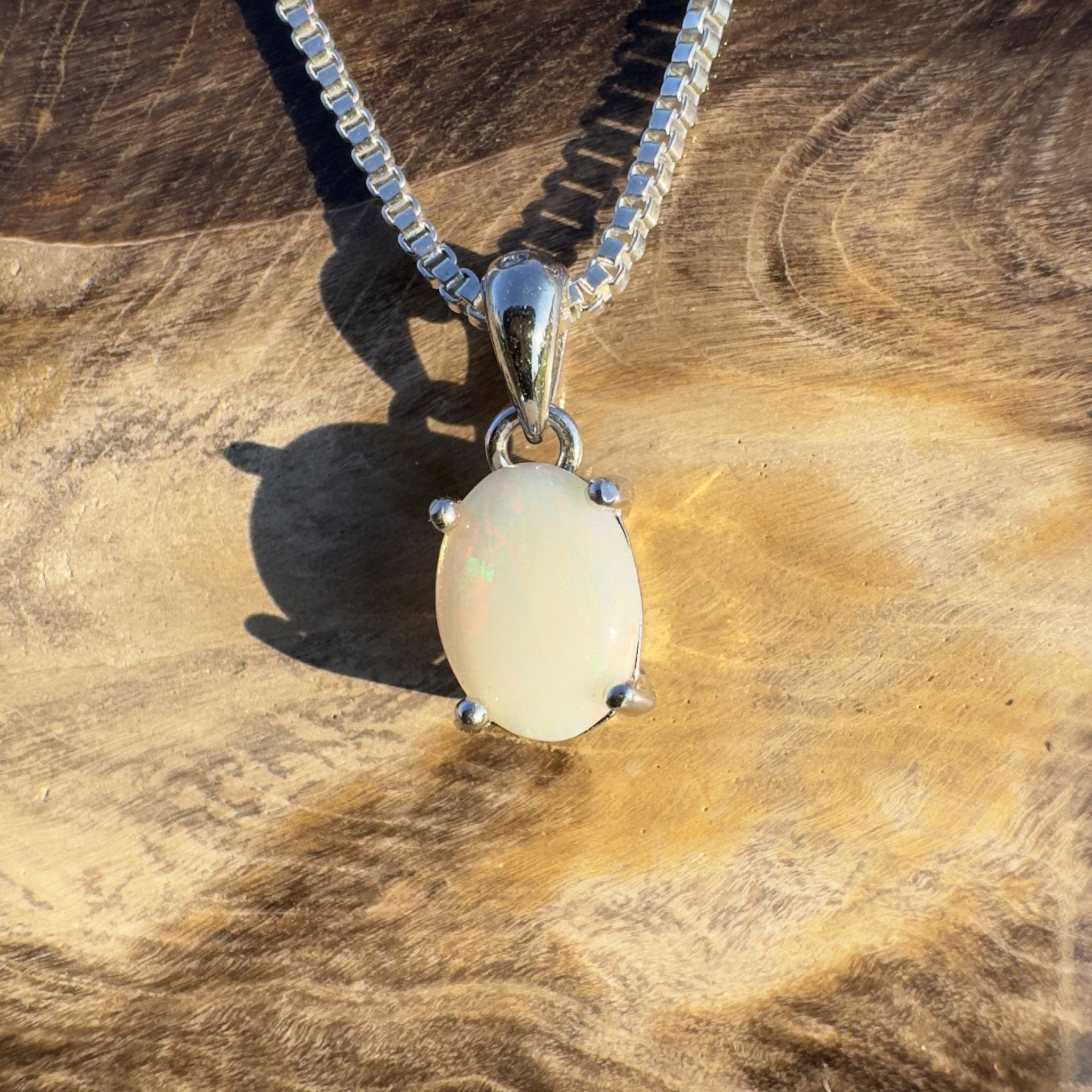 Desert Shimmer ~ Handcrafted 0.7ct Solid Coober Pedy Opal 925 Sterling Silver Pendant Necklace