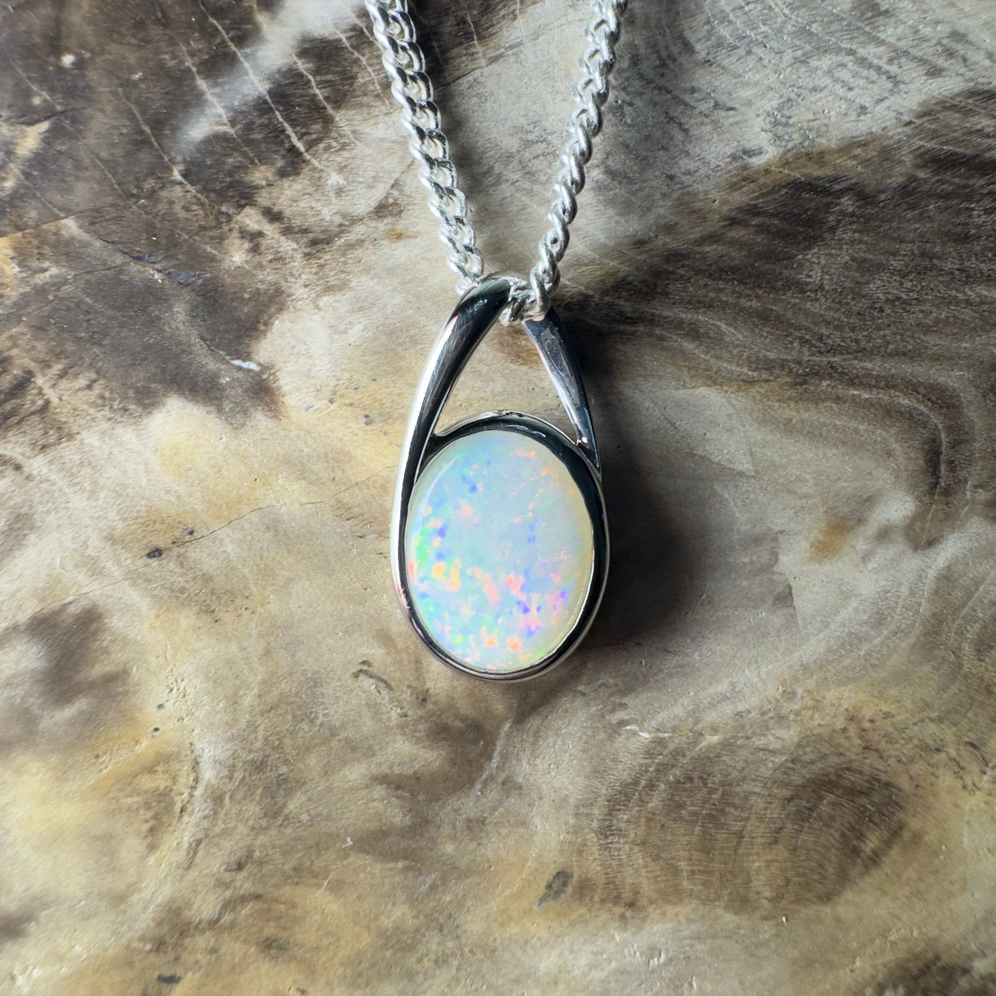 Desert Signal ~ 1.1ct Coober Pedy Opal 925 Silver Pendant