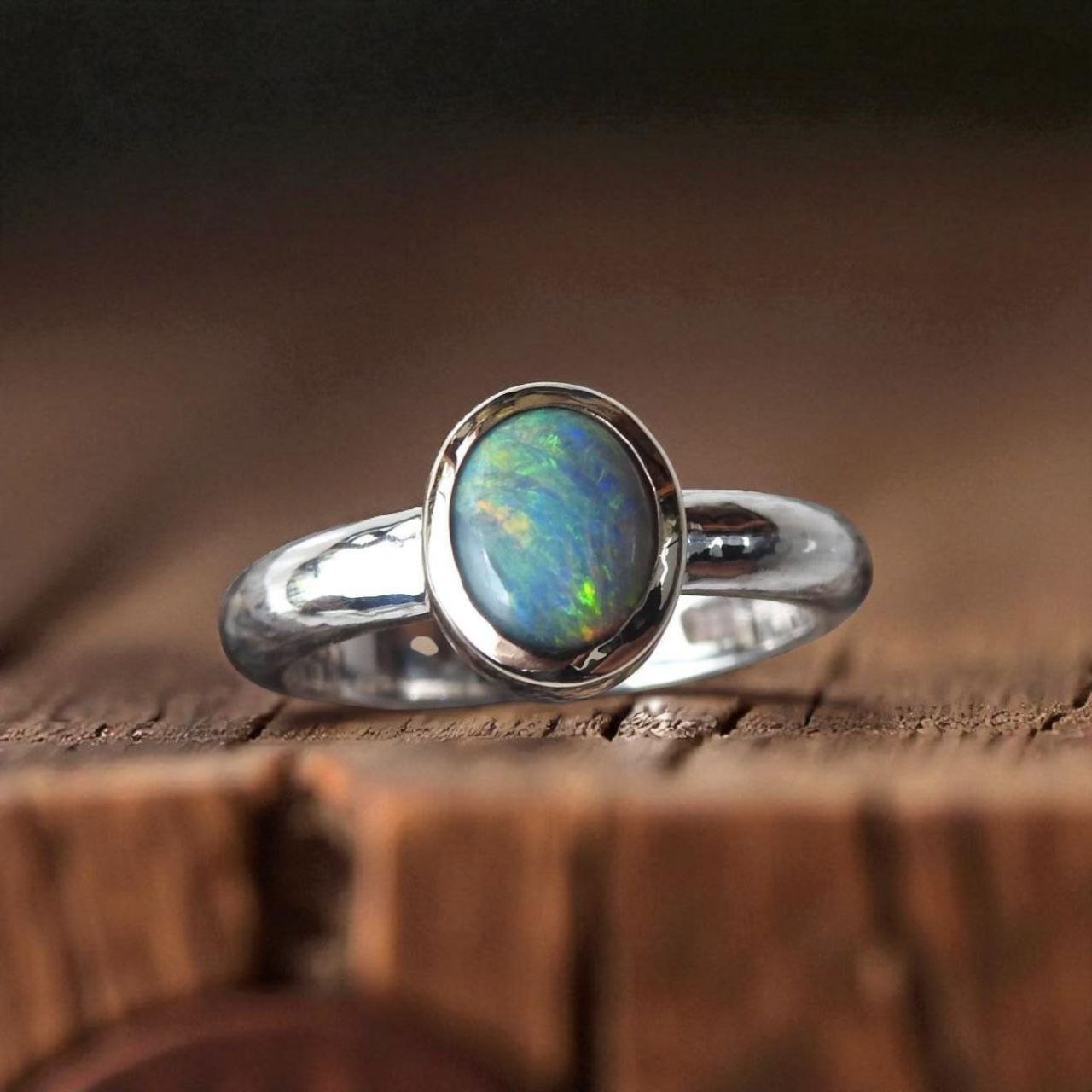Desert Sky Glow - 1ct Solid Lightning Ridge Black Opal Two - Tone 10k Gold and 925 Silver Ring