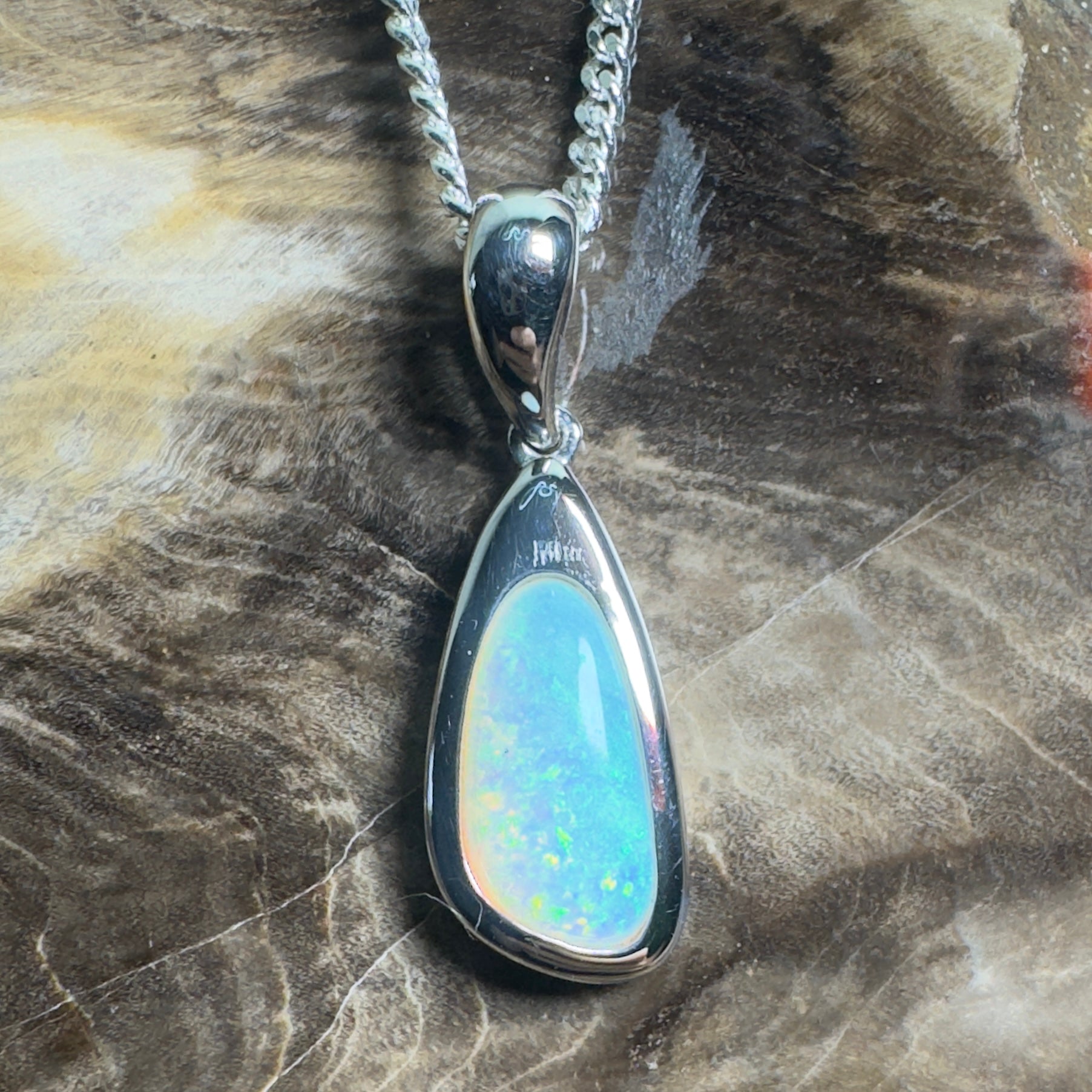 Desert Sky Line ~ 1.3ct Coober Pedy Opal 925 Silver Pendant